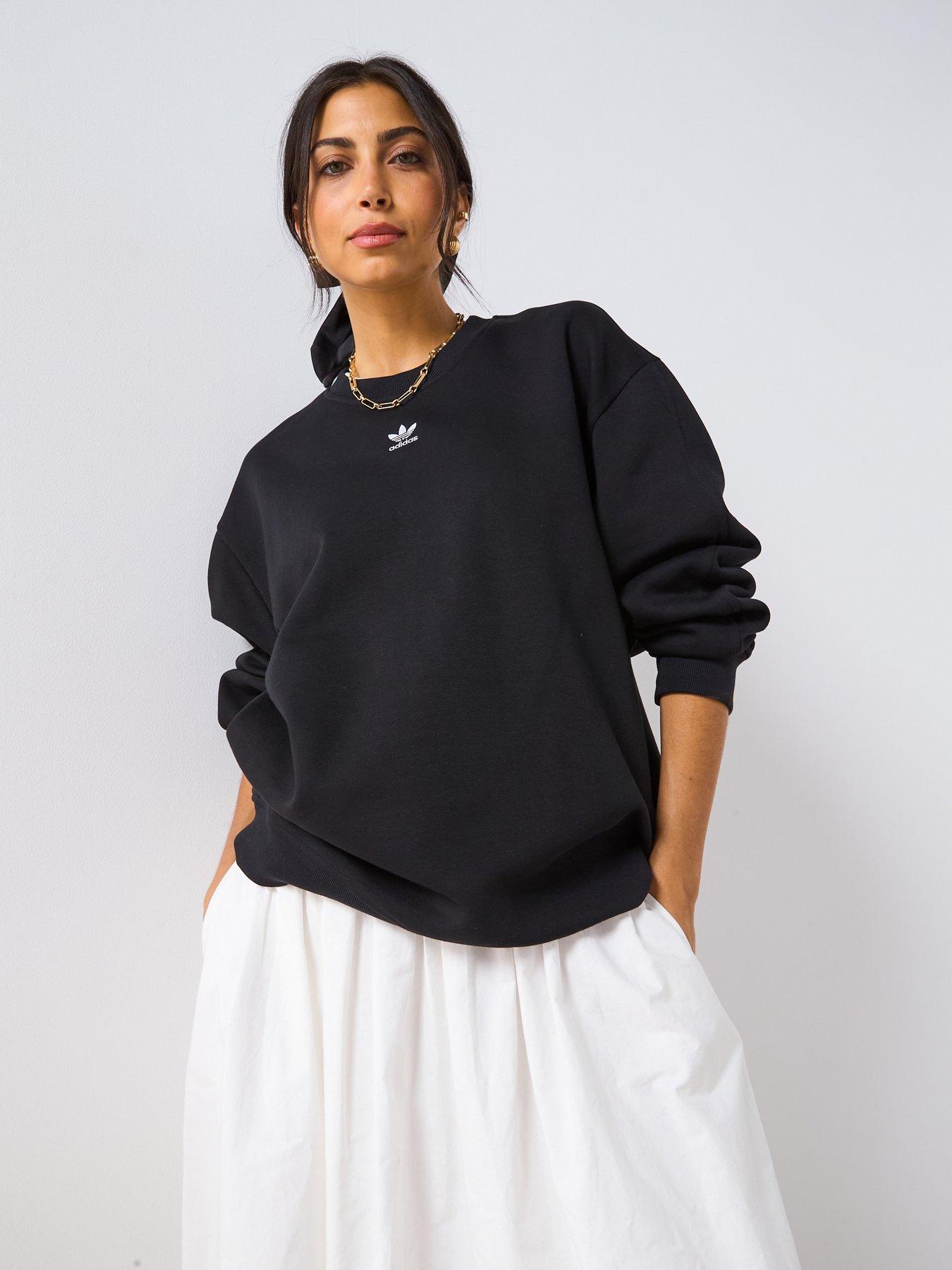 Adidas Originals Women'S Essentials Oversized Fleece Crew - Black