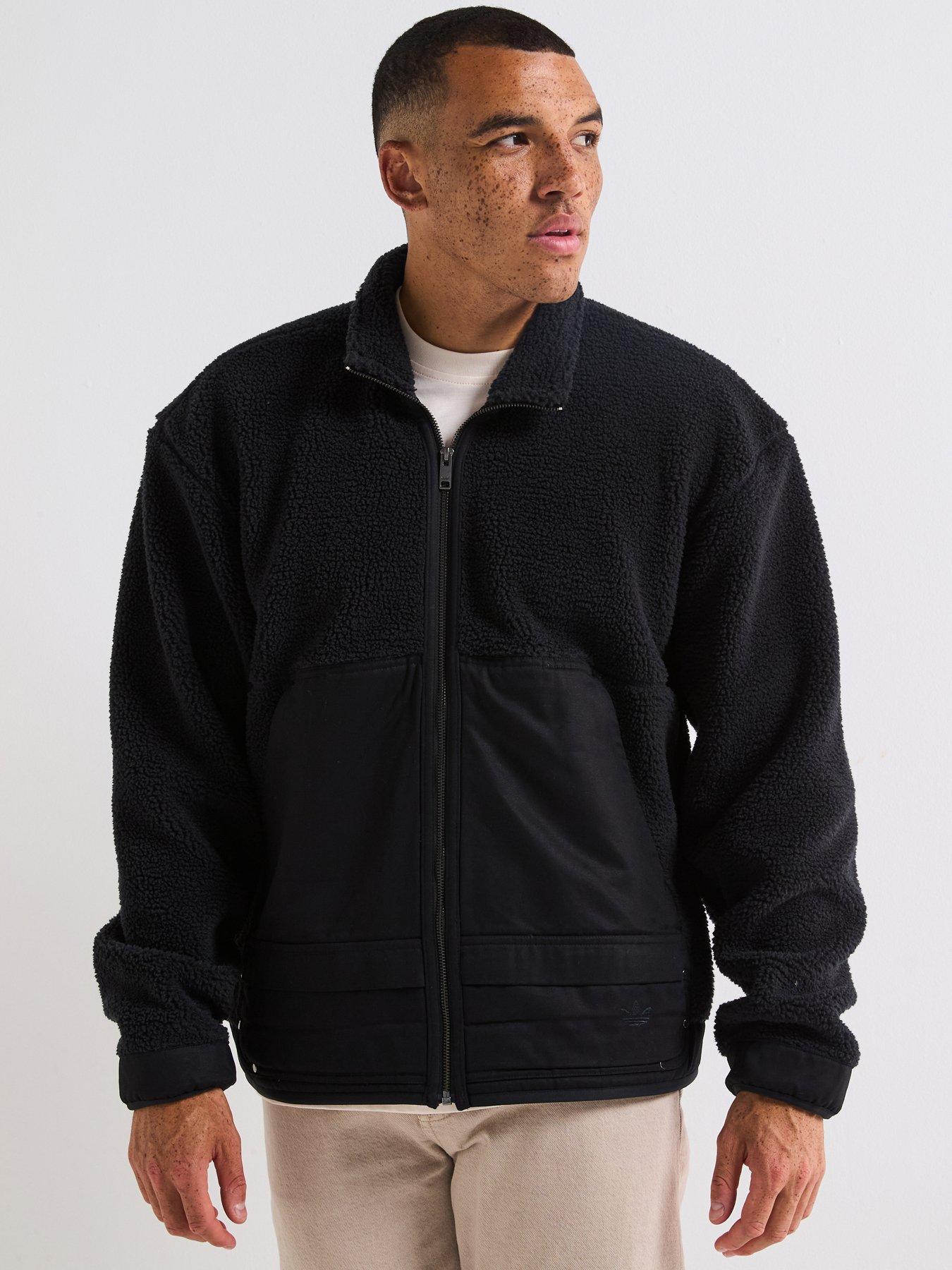 adidas Originals Men's Premium Essentials Polarfleece Full Zip, Black, Size M, Men