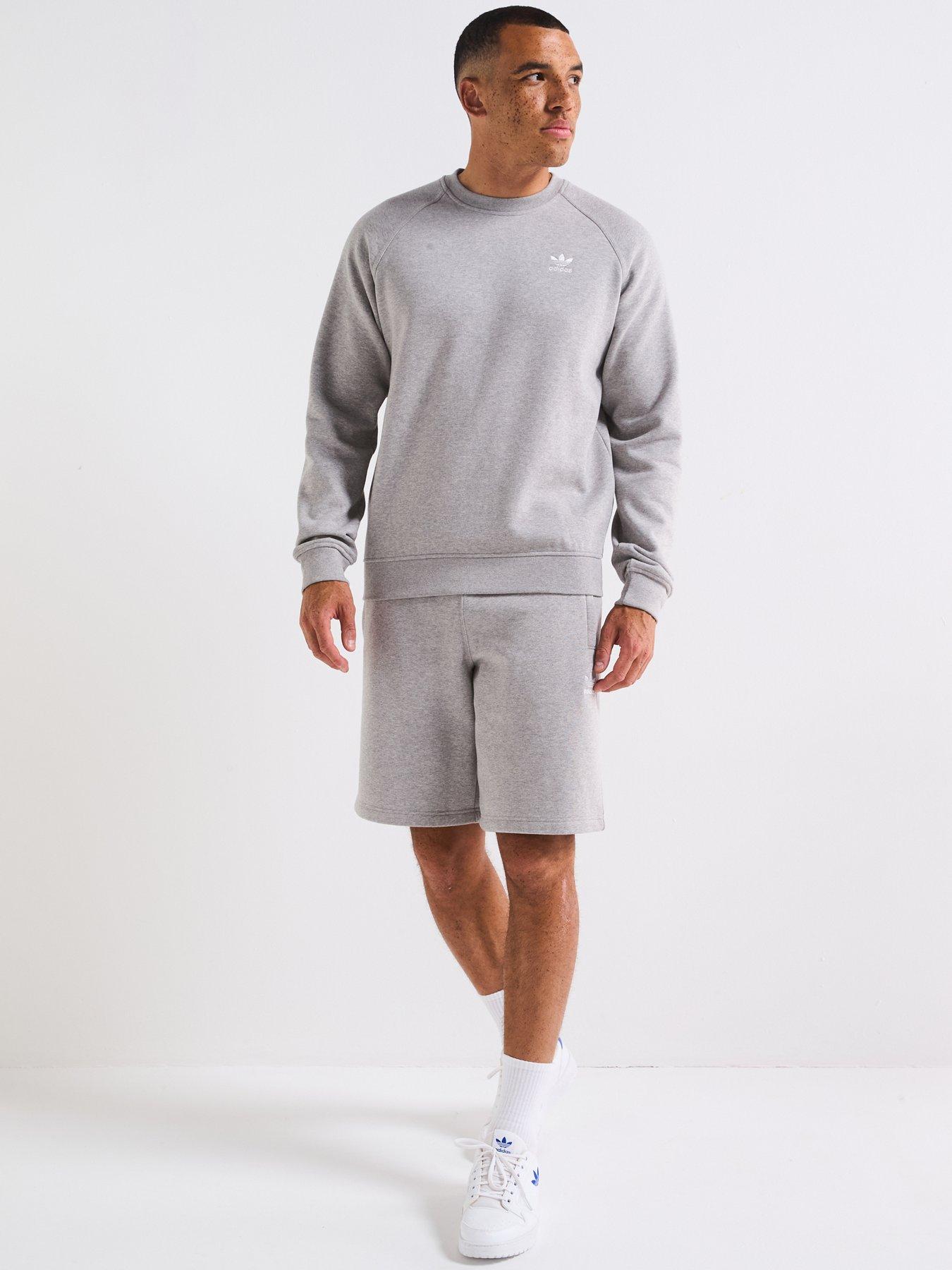 adidas Originals Men's Trefoil Essentials Crew Sweatshirt - Grey | Very