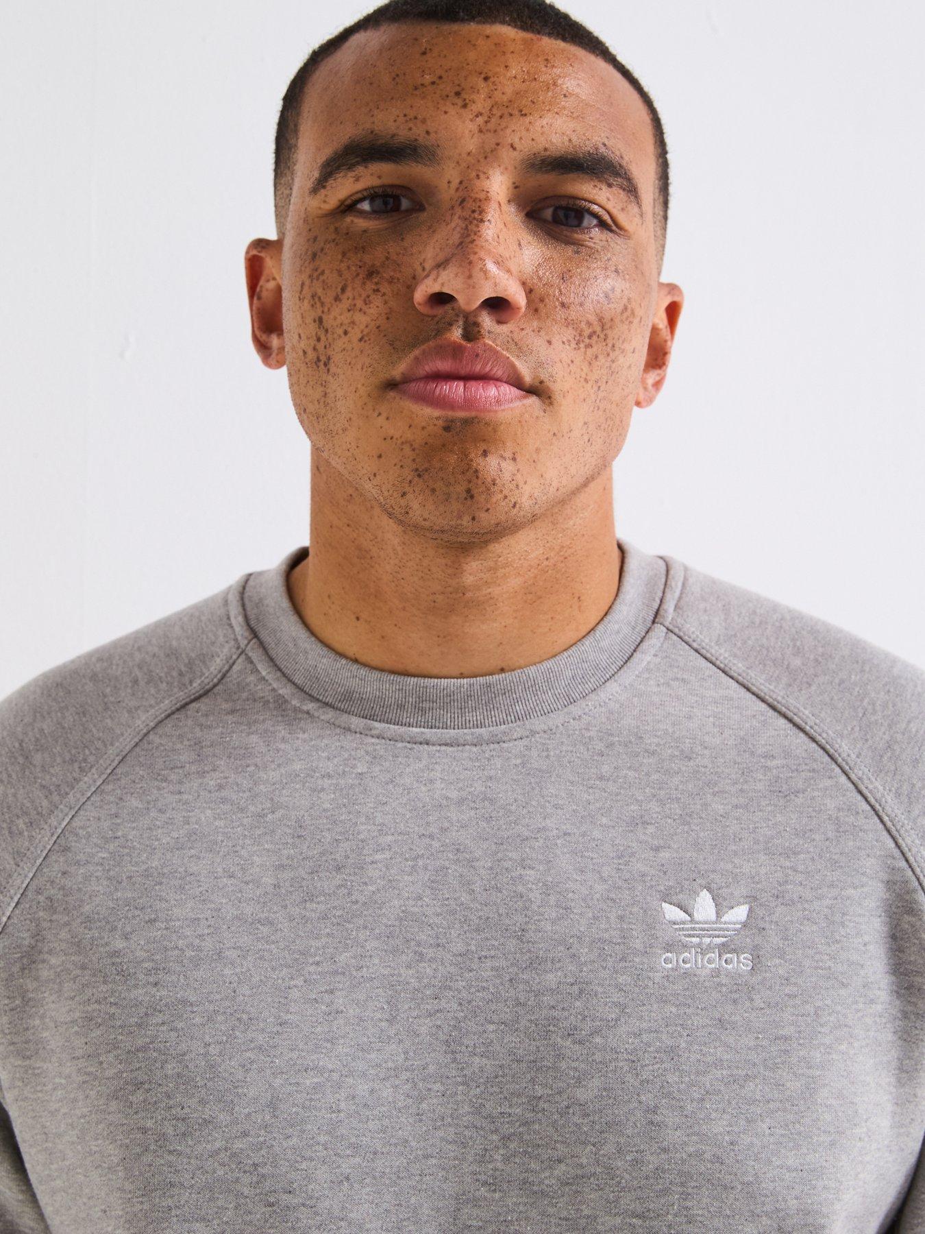 adidas Originals Men's Trefoil Essentials Crew Sweatshirt - Grey | Very