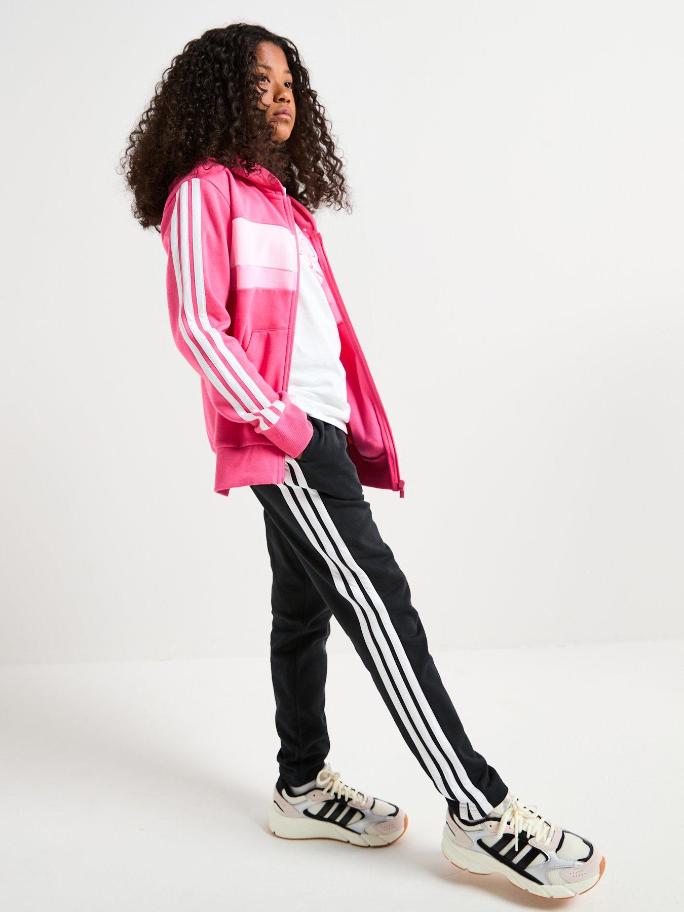 Adidas Sportswear Junior Girls Seasonal Essentials Tiberio 3-Stripes Fleece Tracksuit - Pink