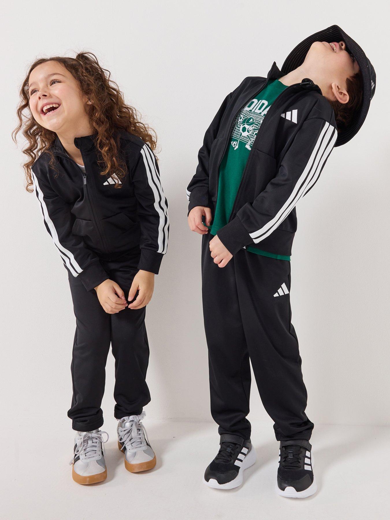 adidas Sportswear Kids Unisex Essentials Climacool Tracksuit, Black/White, Size 6-7 Years
