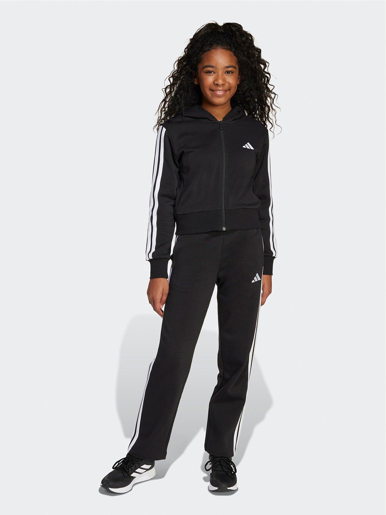 undefined Junior Girls Fleece Hoodie And Pant Tracksuit- Black
