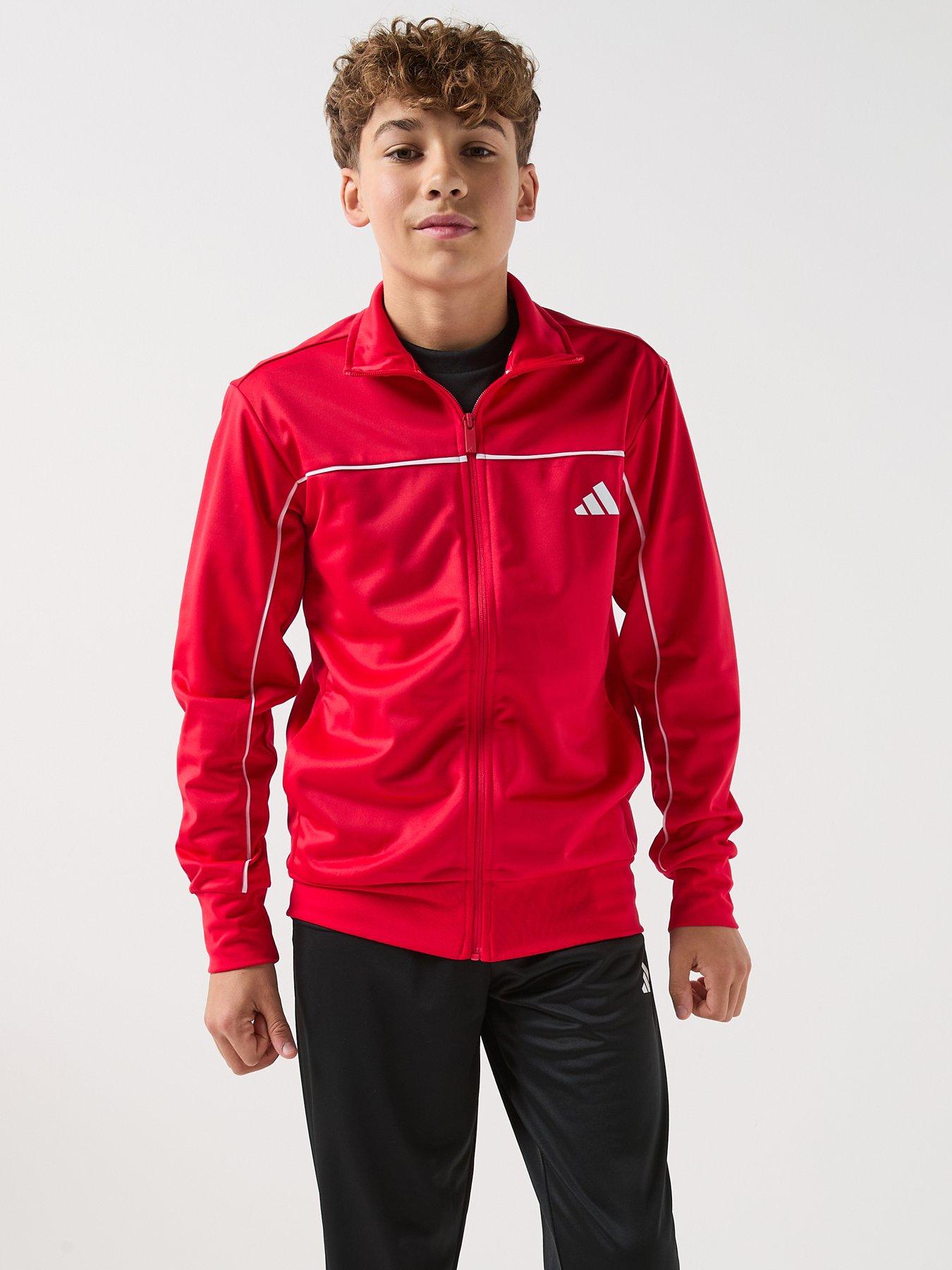 adidas Sportswear: Junior Boys Tricot Tracksuit-red