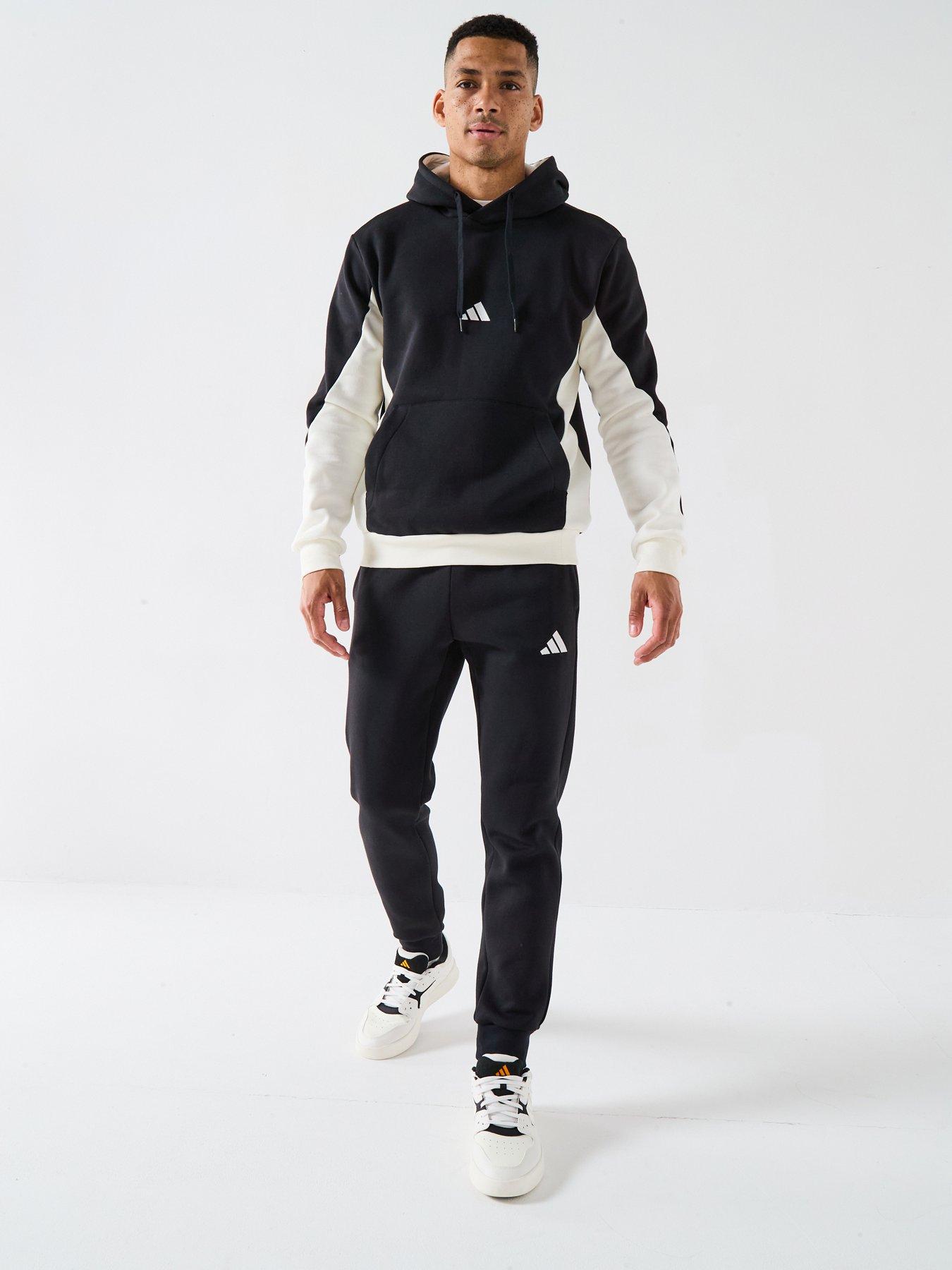 undefined Men's Sportswear Fleece Colorblock Hooded Tracksuit - Black