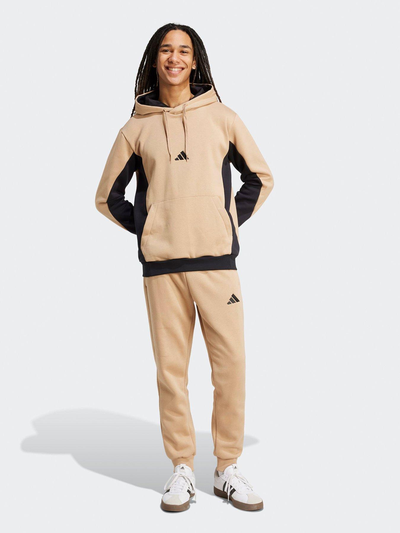 undefined Men's Fleece Colorblock Hooded Tracksuit - Brown