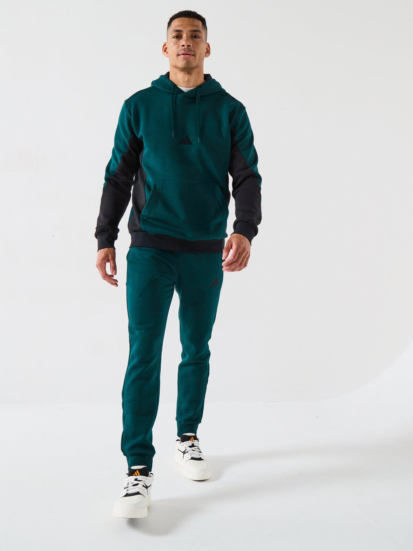 undefined Men's Sportswear Fleece Colorblock Hooded Tracksuit - Green