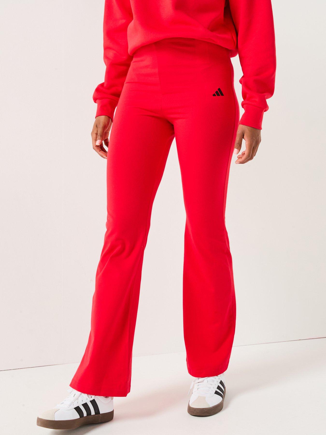 undefined Women's Essentials Small Logo Flared Leggings - Red