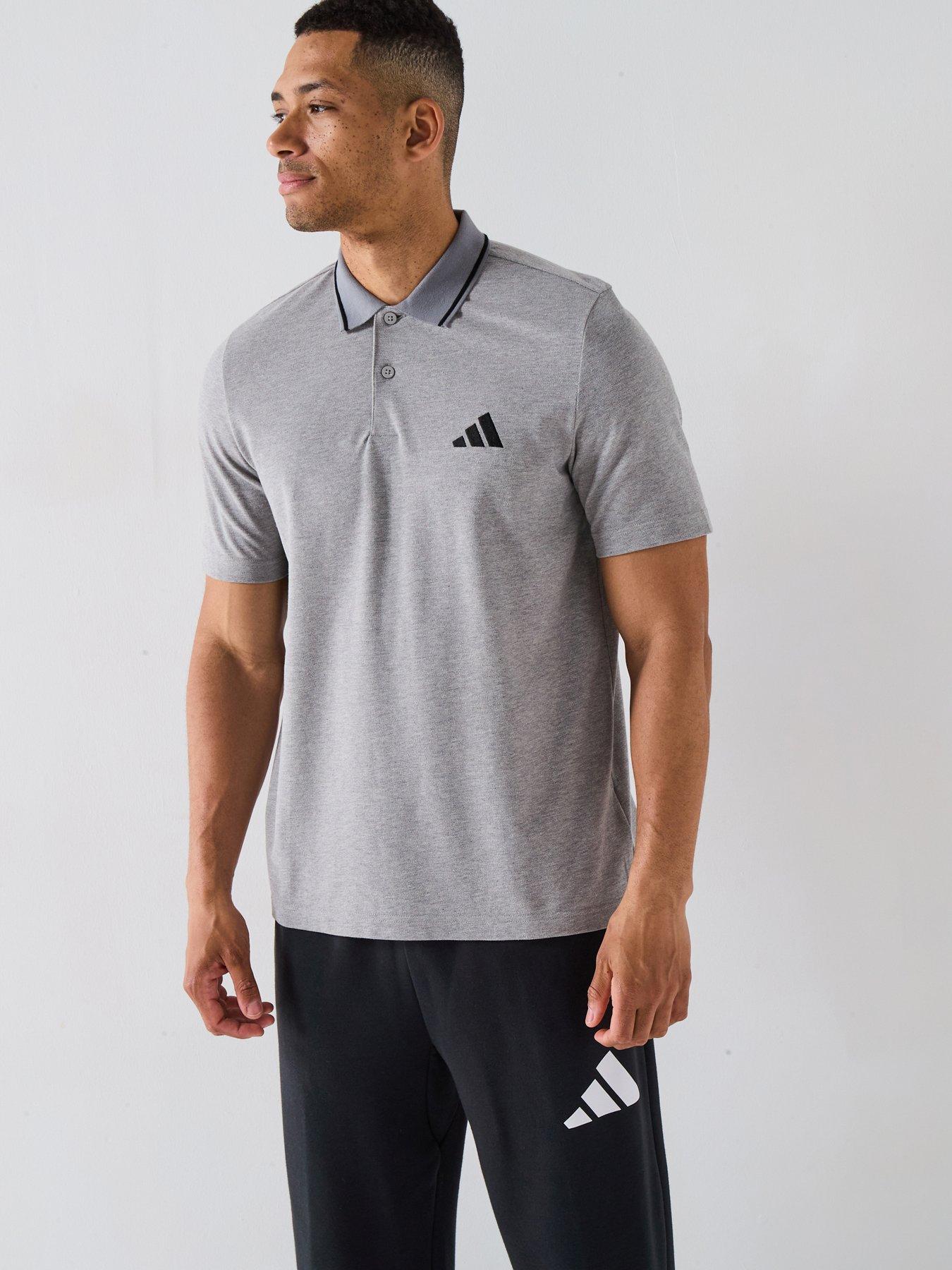 undefined Men's Essentials Small Logo Piqué Polo Shirt - Grey