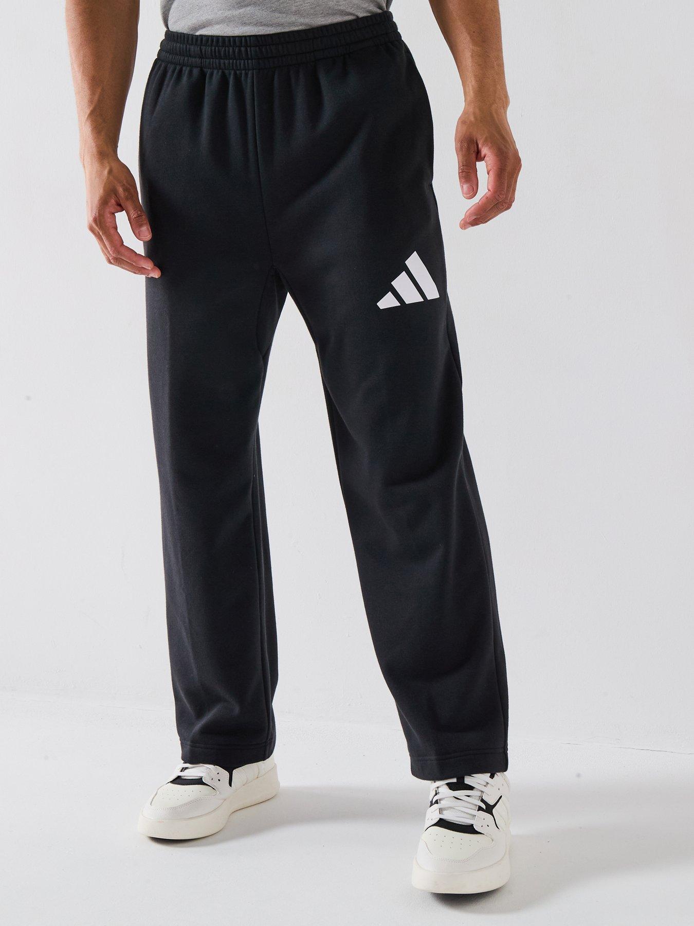 adidas Sportswear Men's Essentials Wide Leg 3 Bar Logo Joggers - Black