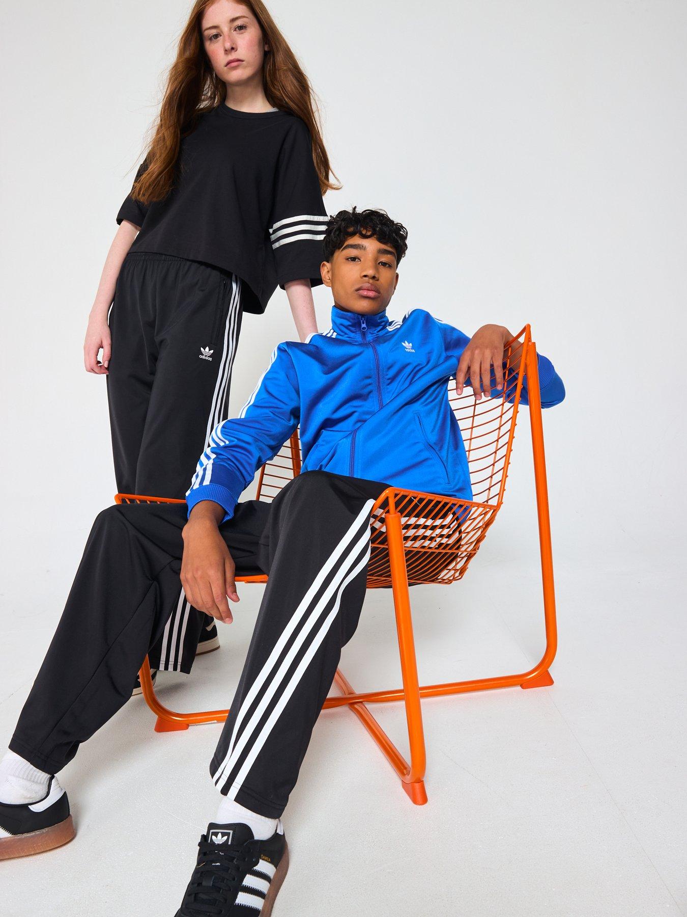 Image 5 of 5 of adidas Originals Junior Girls Wide Leg Firebird Trousers - Black
