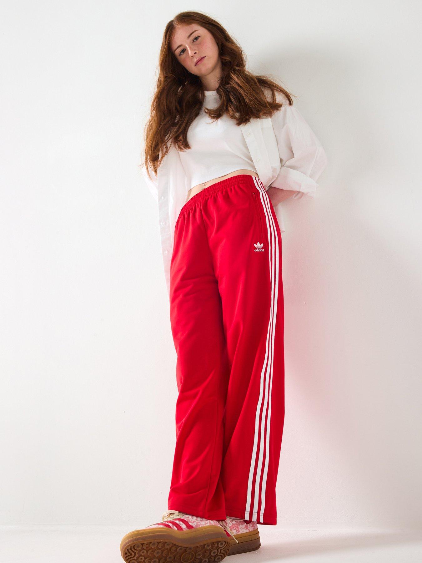 adidas Originals Junior Girls Wide Leg Firebird Trousers Red Very