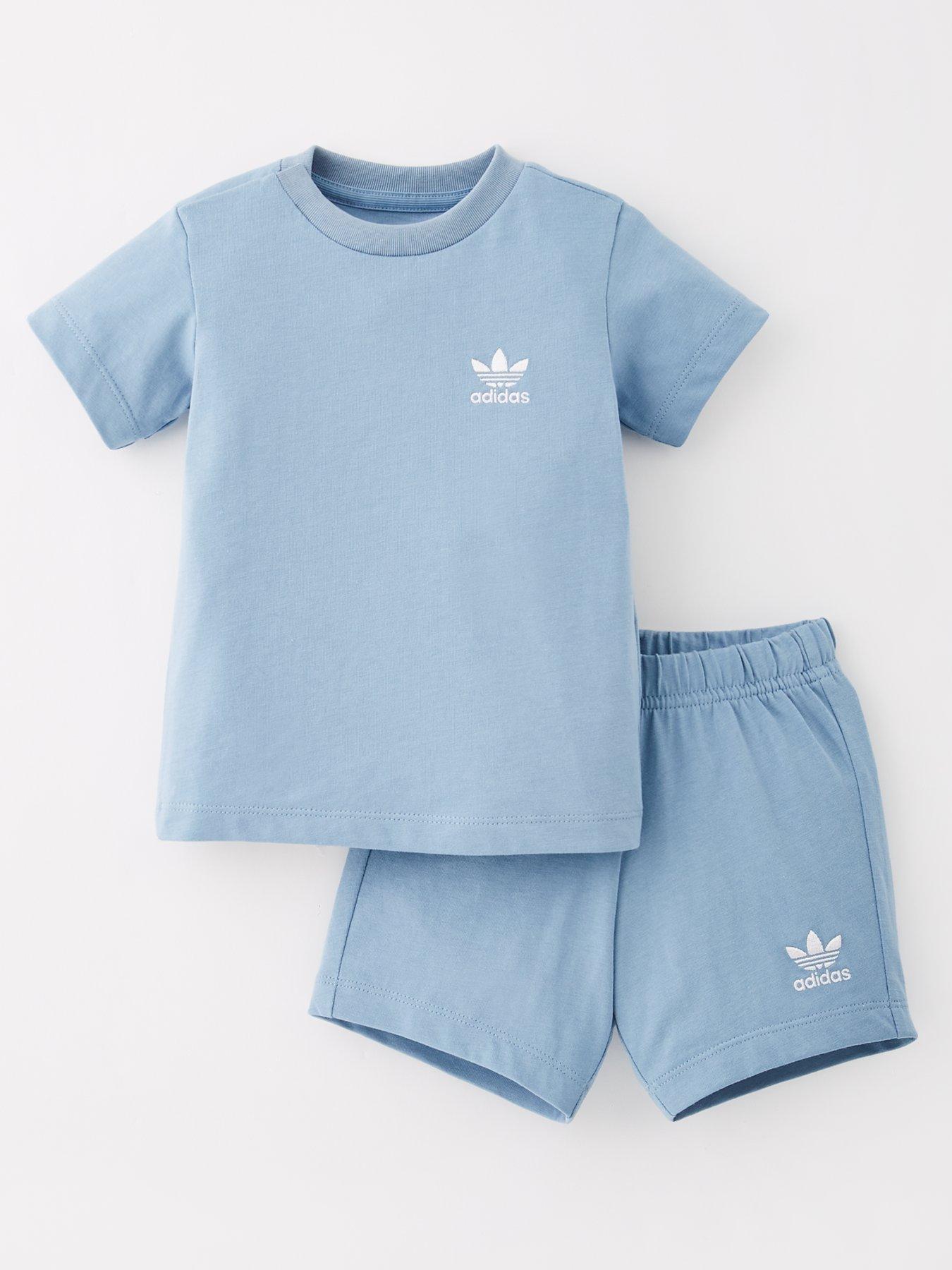 adidas Originals Infant Boys Trefoil Essentials Shorts Tee Set - Blue