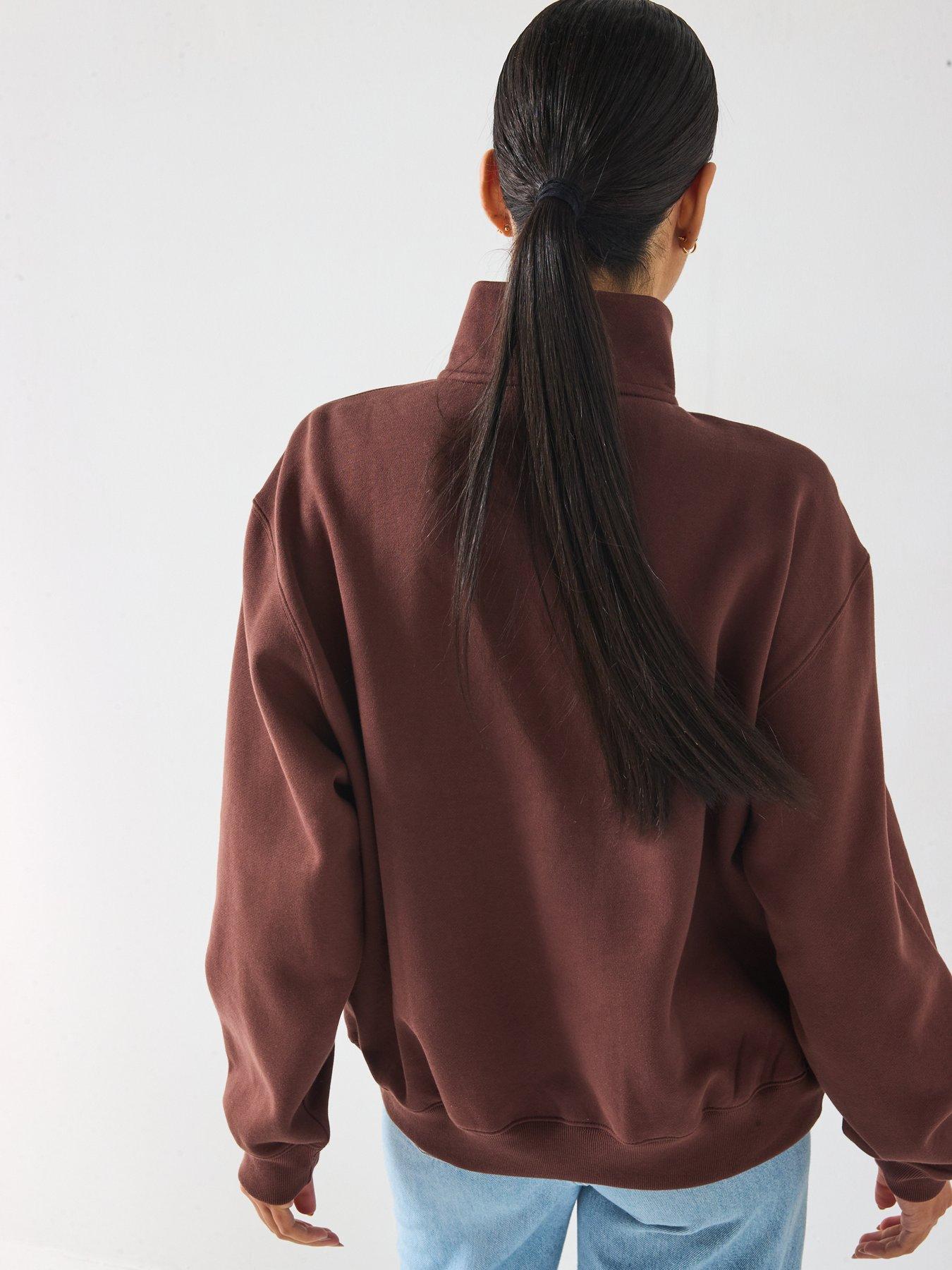 Image 2 of 6 of adidas Originals Women's Essential Linear Quarter Zip - Brown