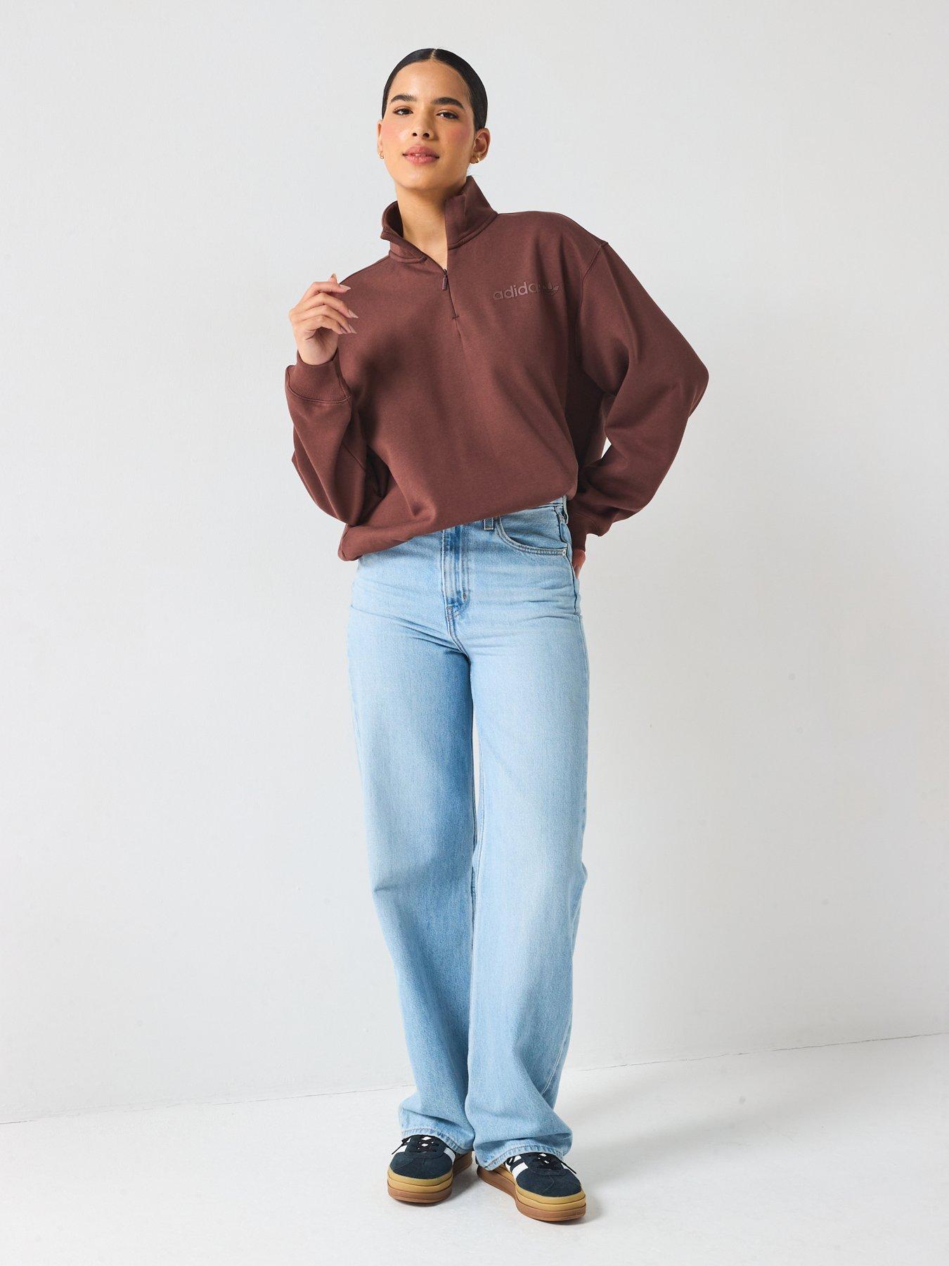 Image 3 of 6 of adidas Originals Women's Essential Linear Quarter Zip - Brown