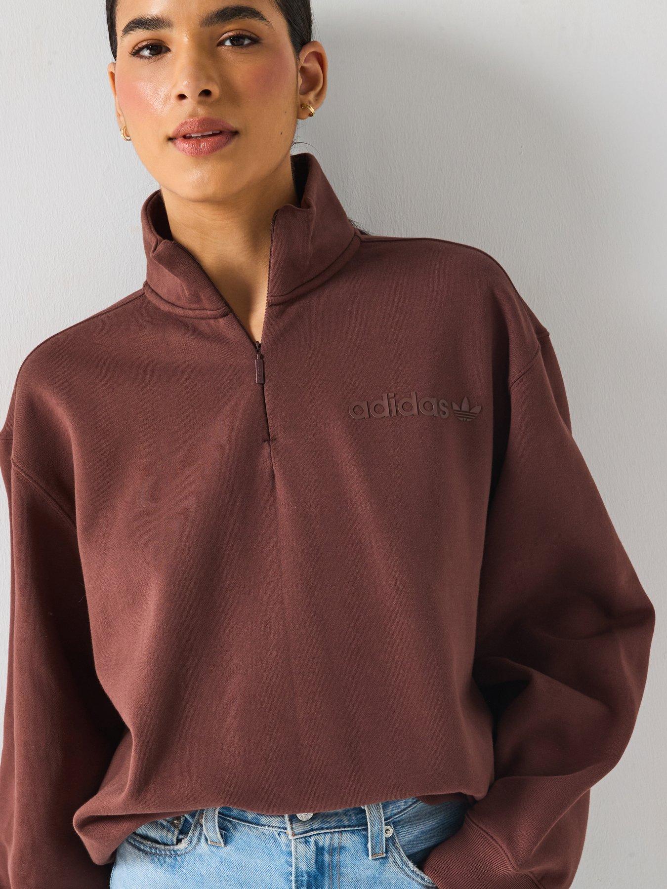 Image 4 of 6 of adidas Originals Women's Essential Linear Quarter Zip - Brown
