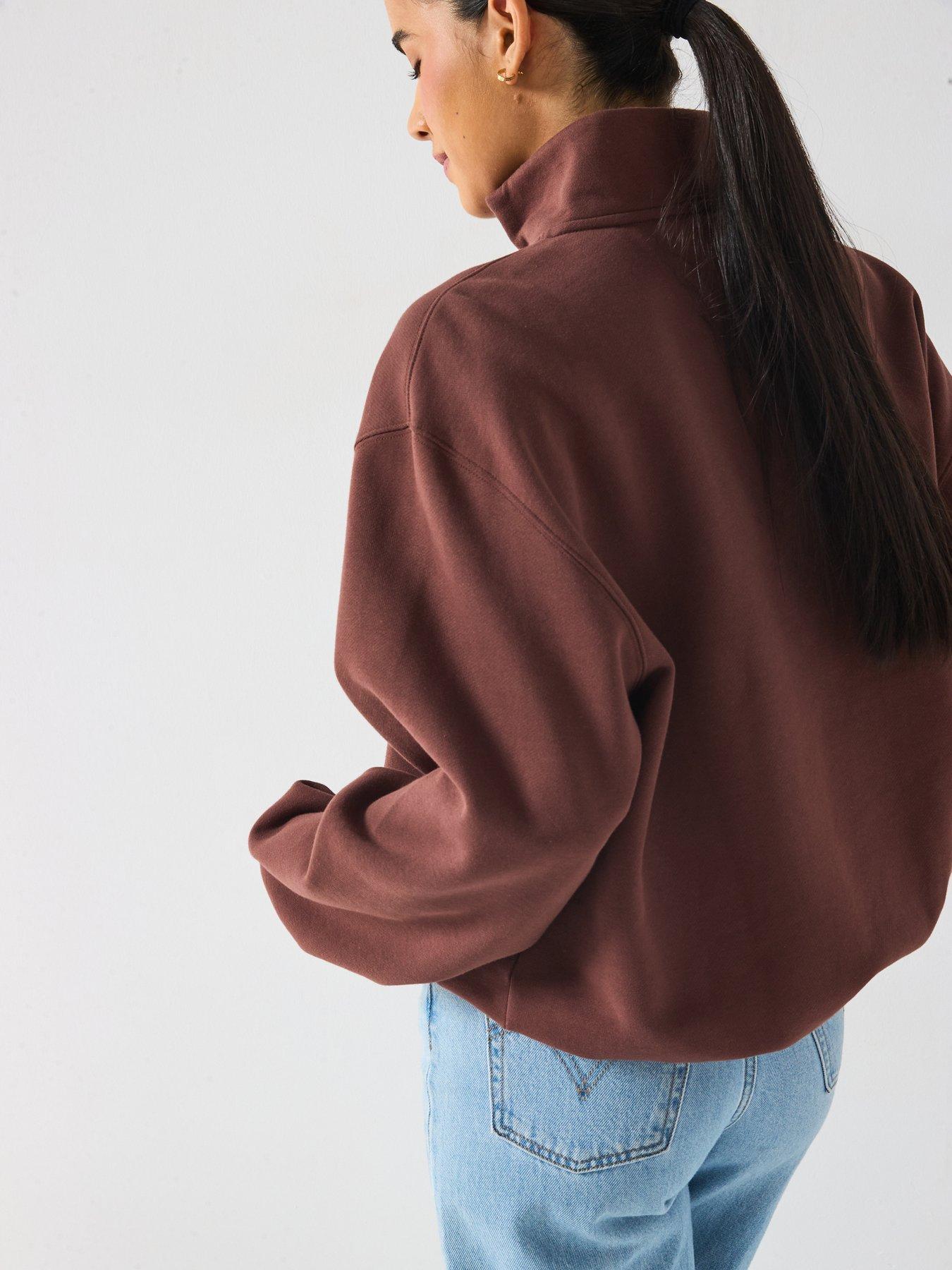 Image 6 of 6 of adidas Originals Women's Essential Linear Quarter Zip - Brown