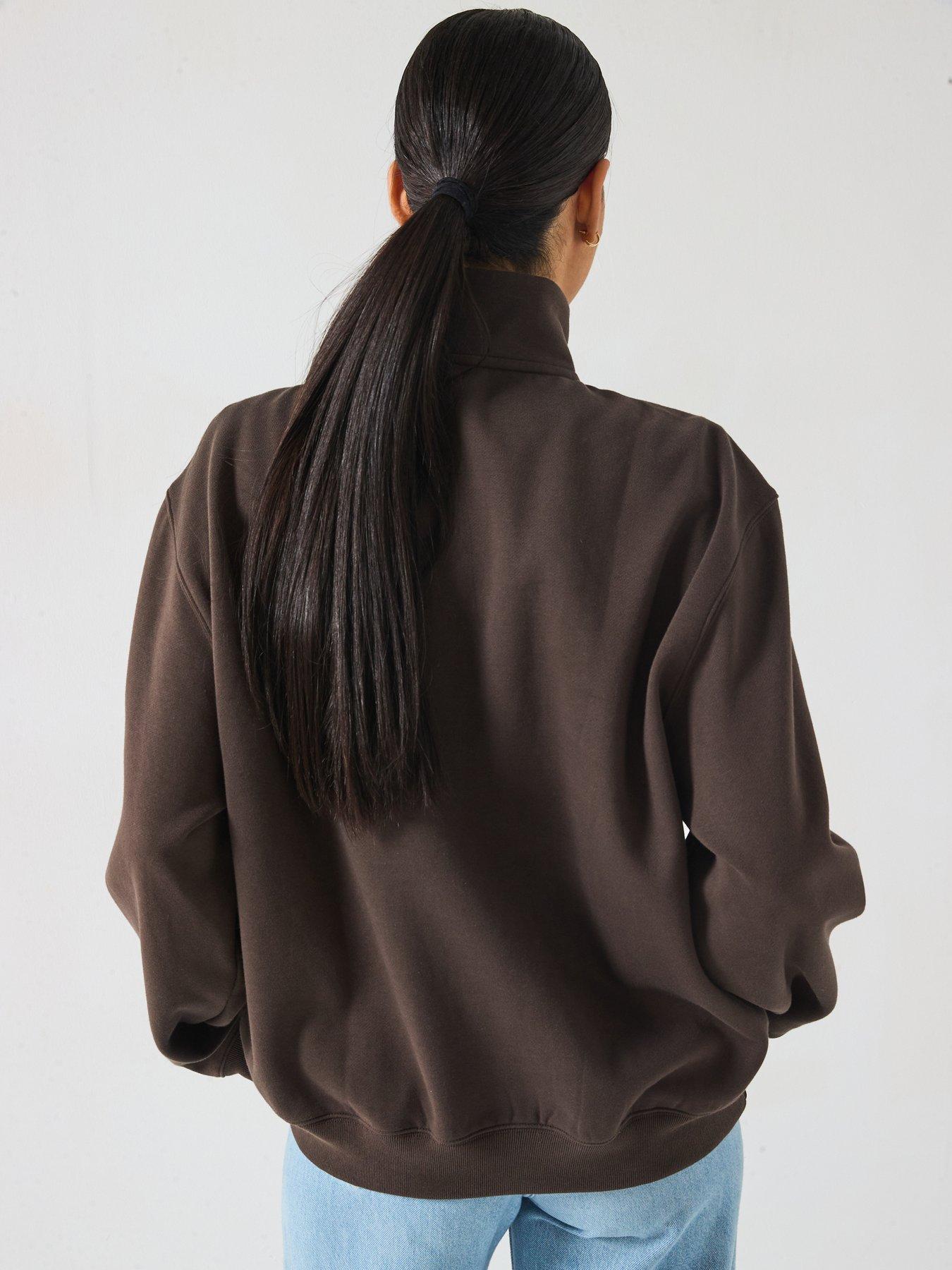 Image 2 of 6 of adidas Originals Womens Essential Linear Quarter Zip - Brown