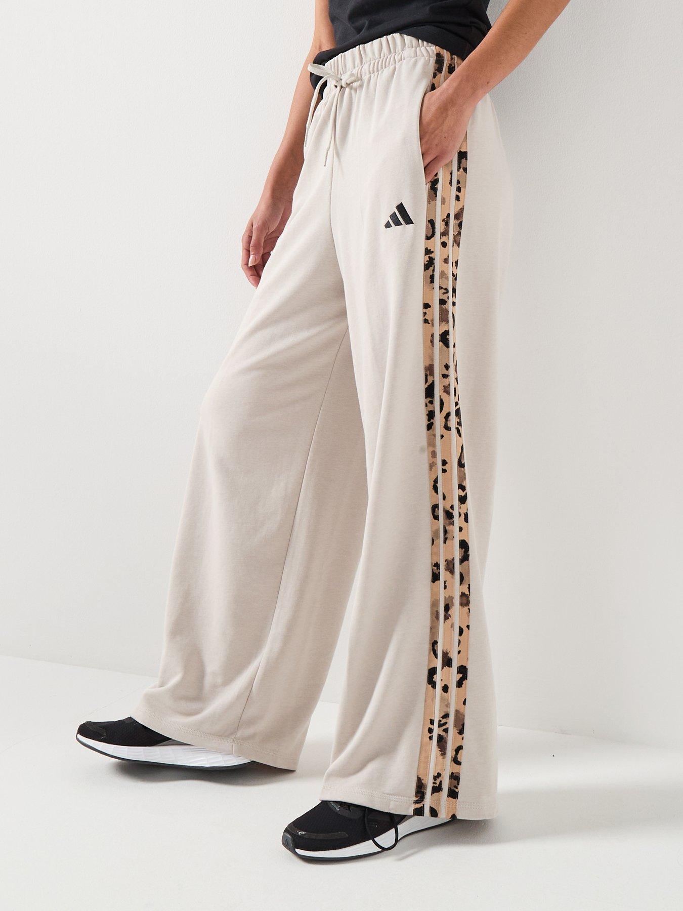 adidas Sportswear Women's Animal Print 3-stripes Open Hem Pants - Grey