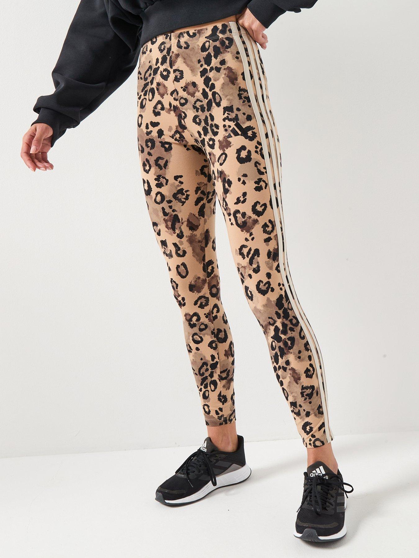 adidas Sportswear Women's Animal Print 3-Stripes High Rise Leggings - Leopard