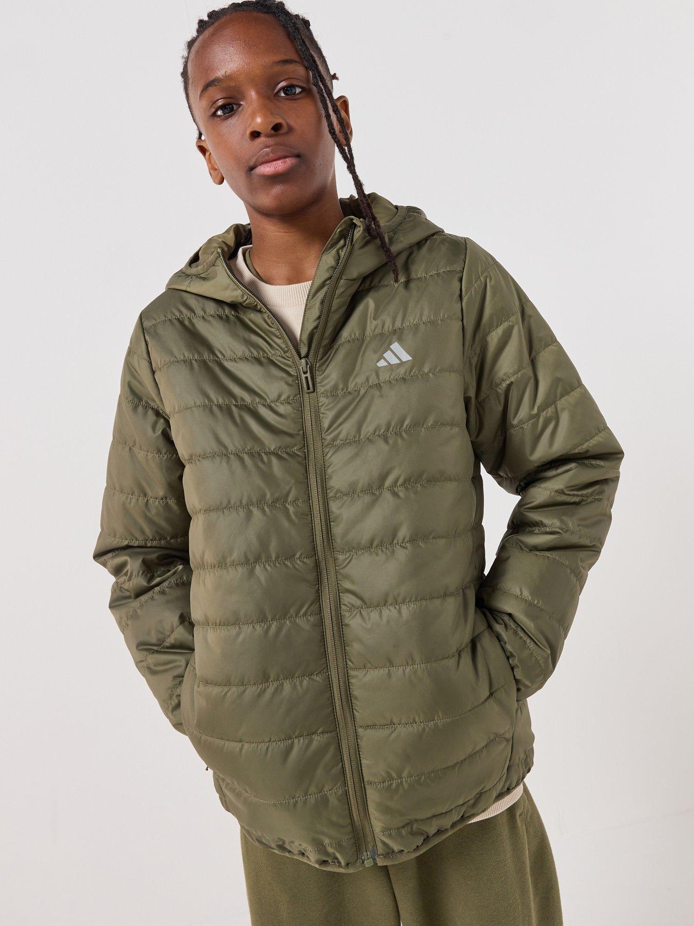 adidas Sportswear Junior Unisex Padded Jacket- Green, Olive Strata/Reflective Silver, Size 11-12 Years