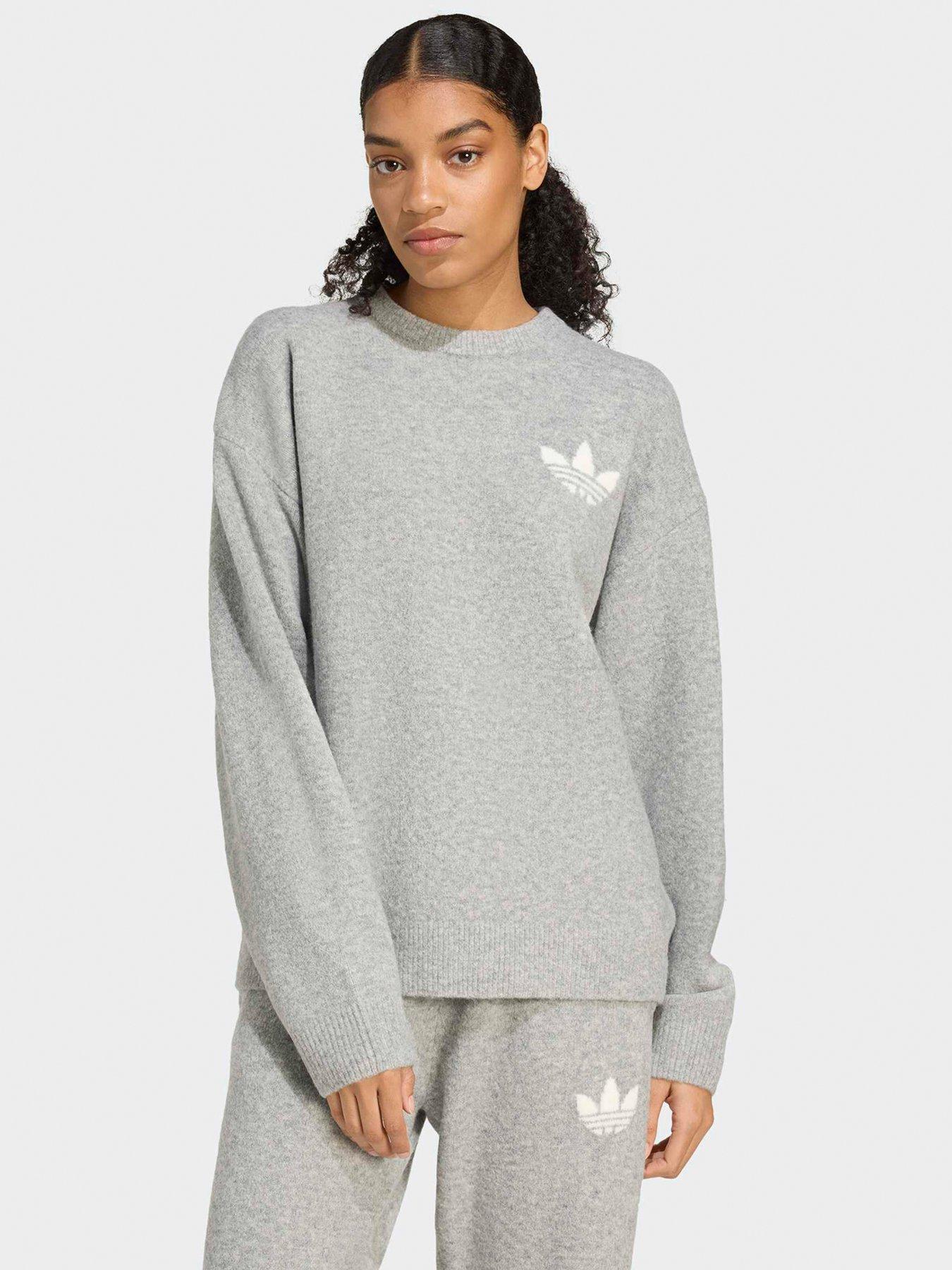 adidas Originals Womens Knitted Sweatshirt Grey Very