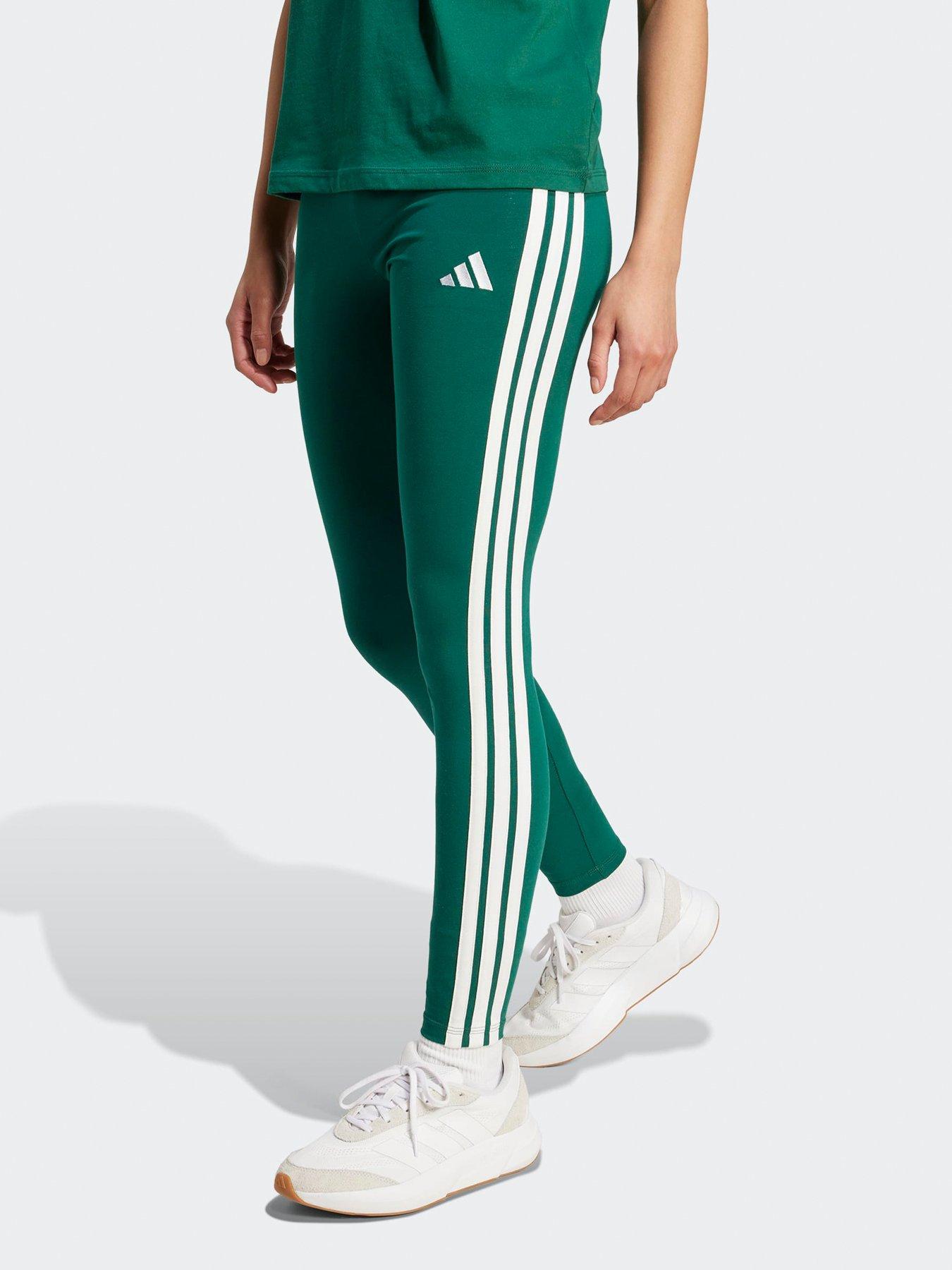 undefined Women's Essentials 3-stripes Cotton Leggings - Green