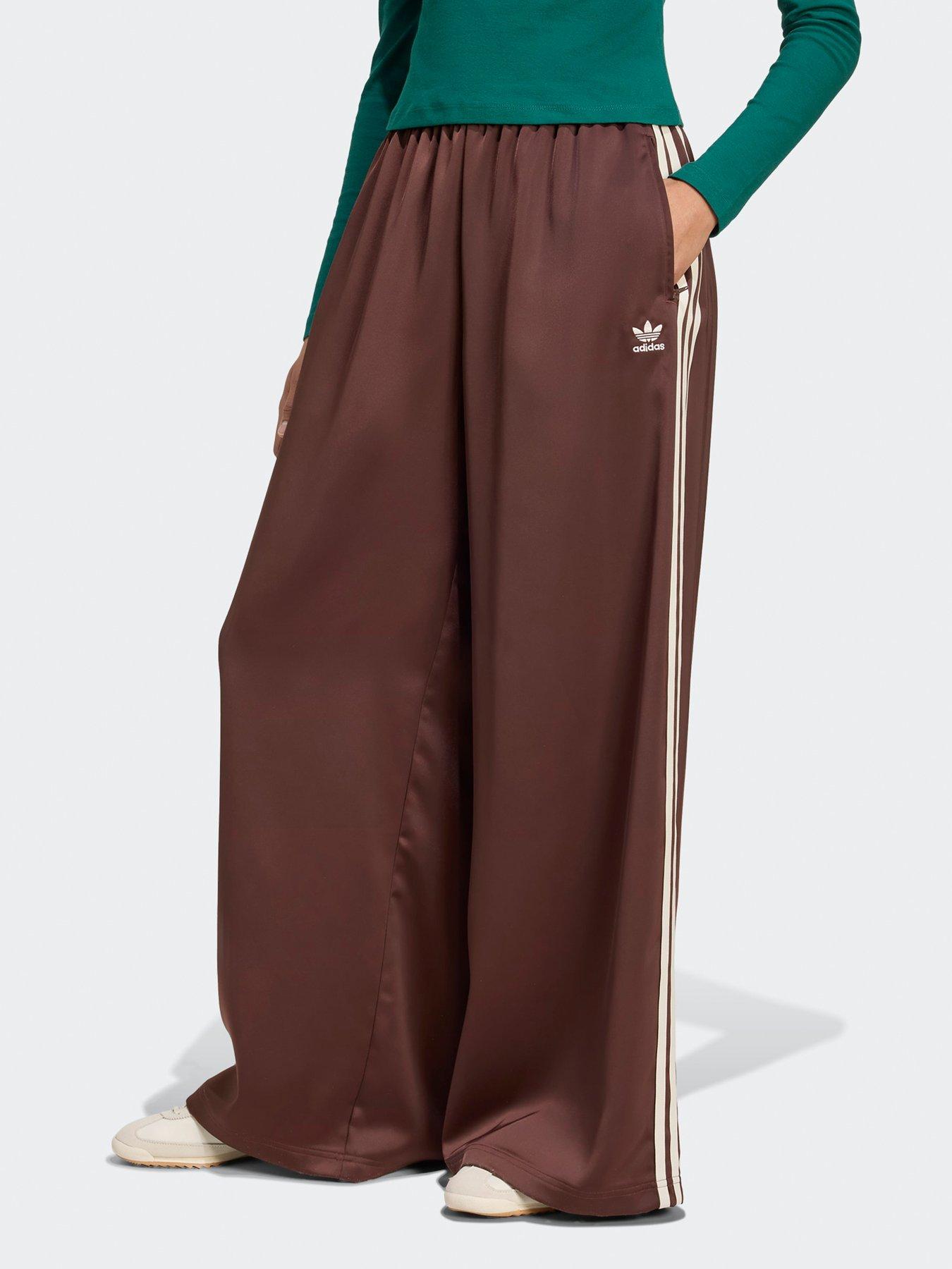 Image 1 of 5 of adidas Originals Women's Adicolor Track Pant Satin Wide Leg - Brown