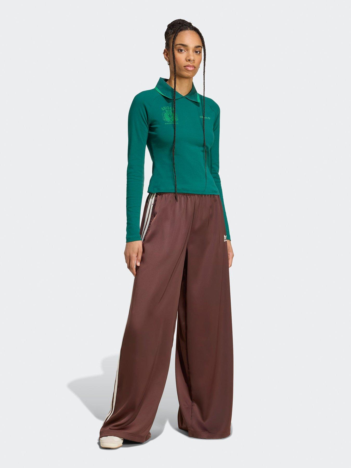 Image 3 of 5 of adidas Originals Women's Adicolor Track Pant Satin Wide Leg - Brown