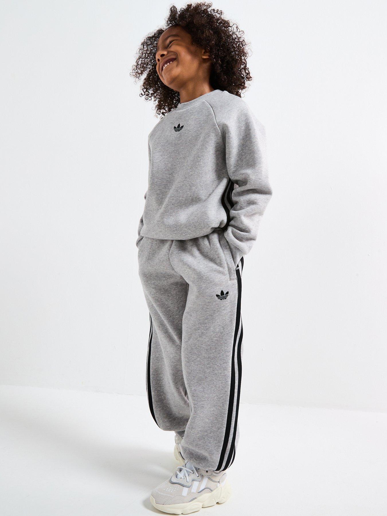 undefined Kids Unisex Adicolor Crew And Jogger Set - Grey