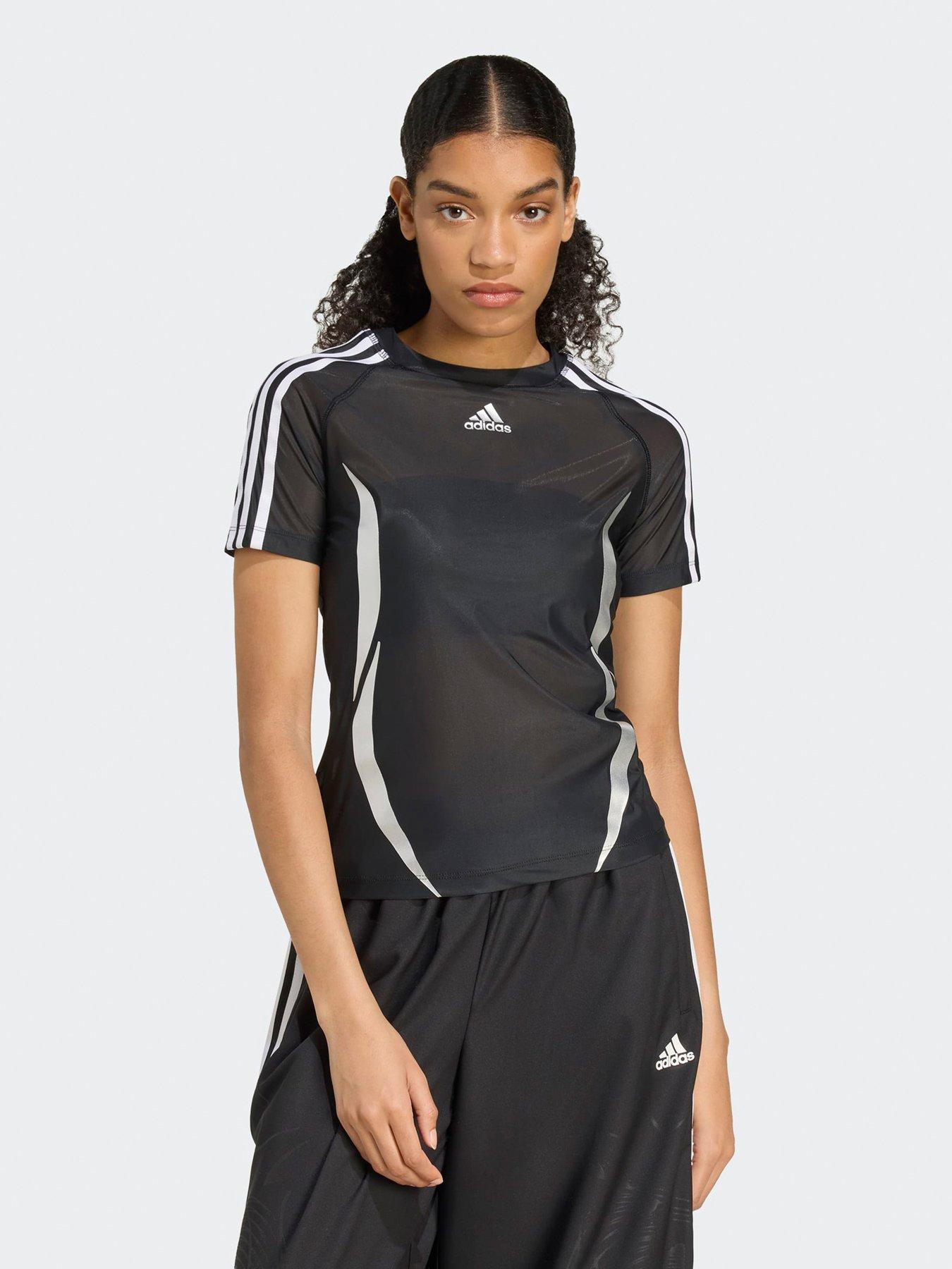 adidas Originals Womens Teamgeist Tight Sheer T-Shirt - Black