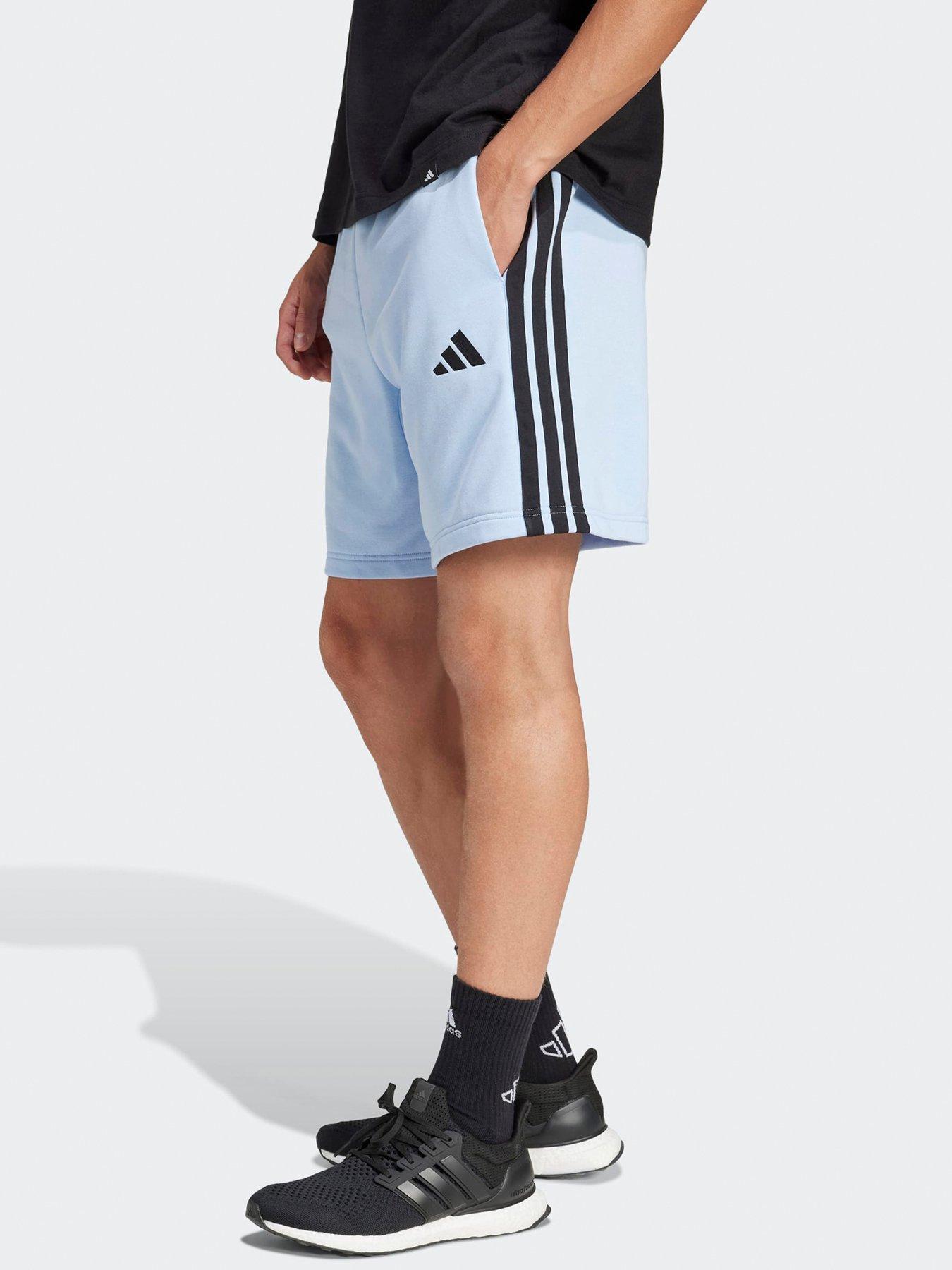 undefined Men's Essential 3-Stripes French Terry Shorts - Blue