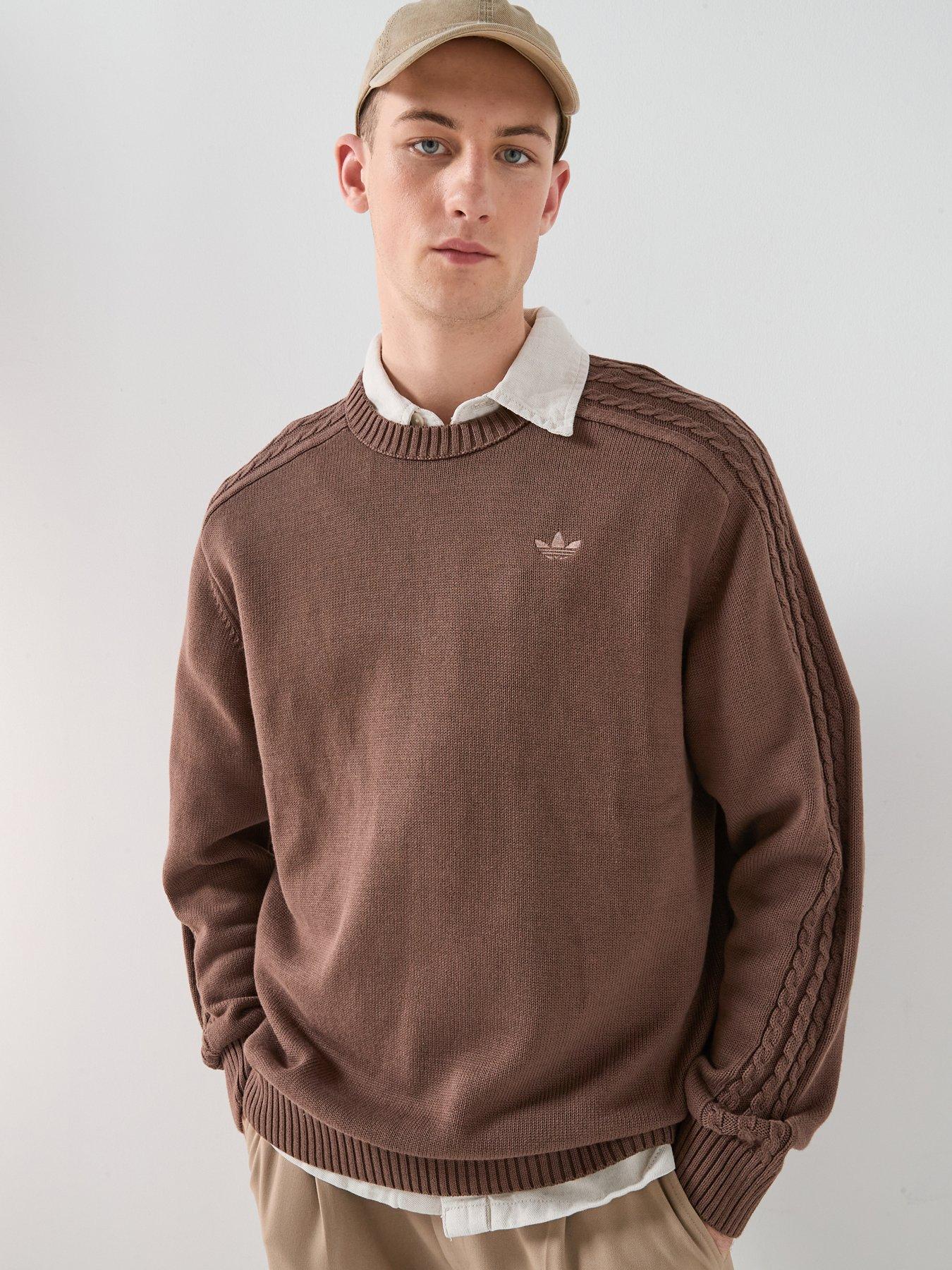 adidas Originals Men's Premium Essentials Knit Crewneck - Brown