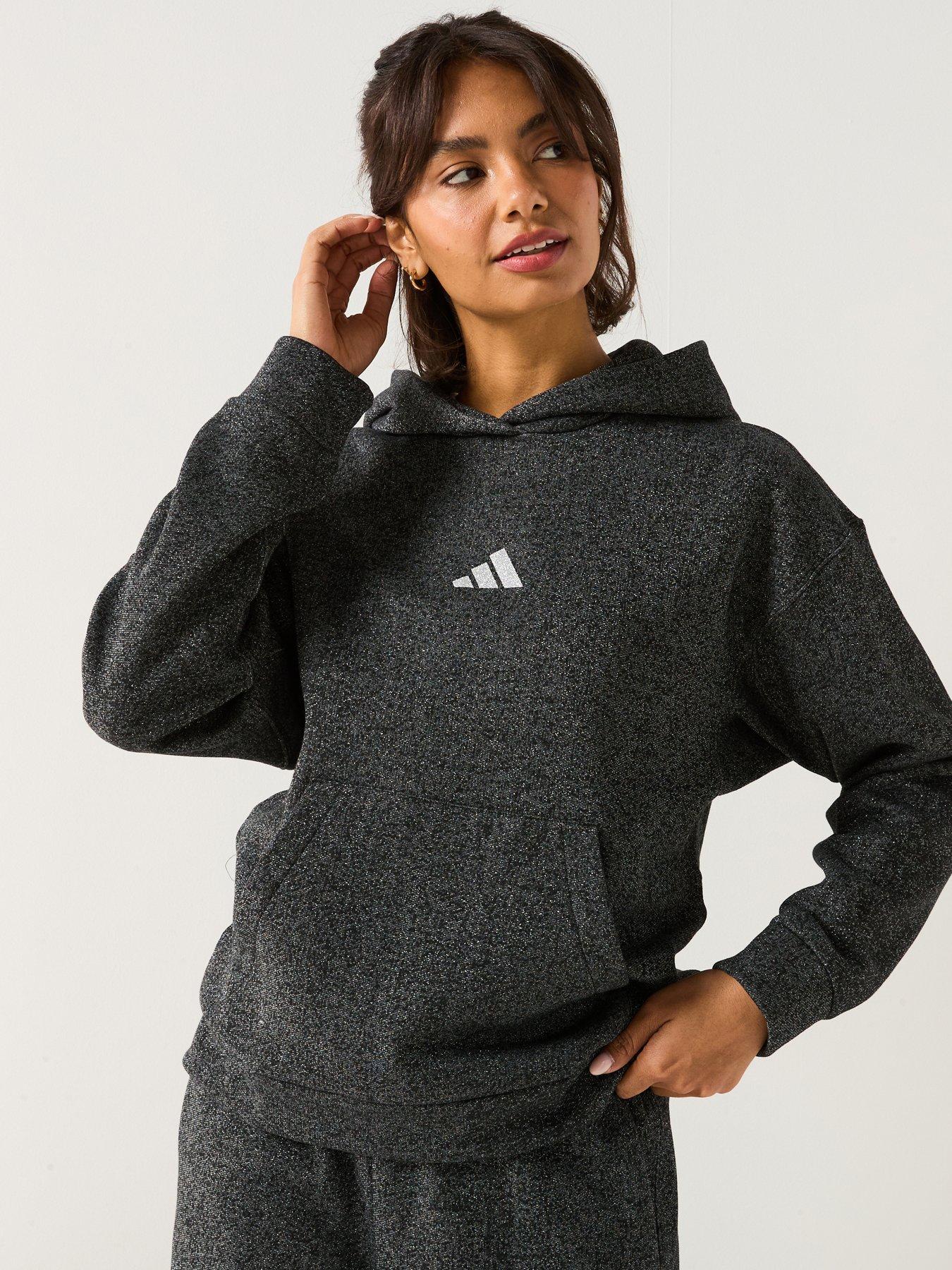 adidas Sportswear: Women's All Szn Glitter Fleece Loose Hoodie - Black