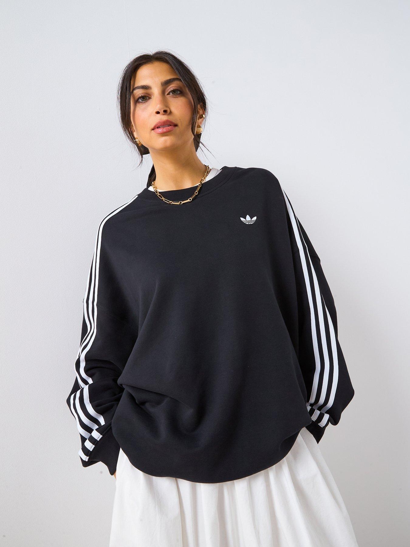 adidas Originals Women's 3 Striped Oversized Crew - Black