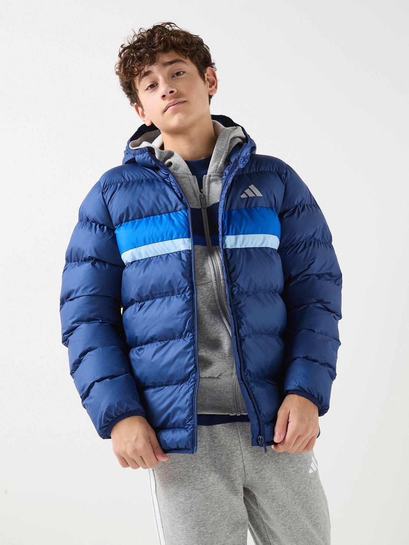adidas Sportswear Junior Unisex Puffer Jacket-blue, Dark Blue/Royal Blue/Glow Blue, Size 11-12 Years