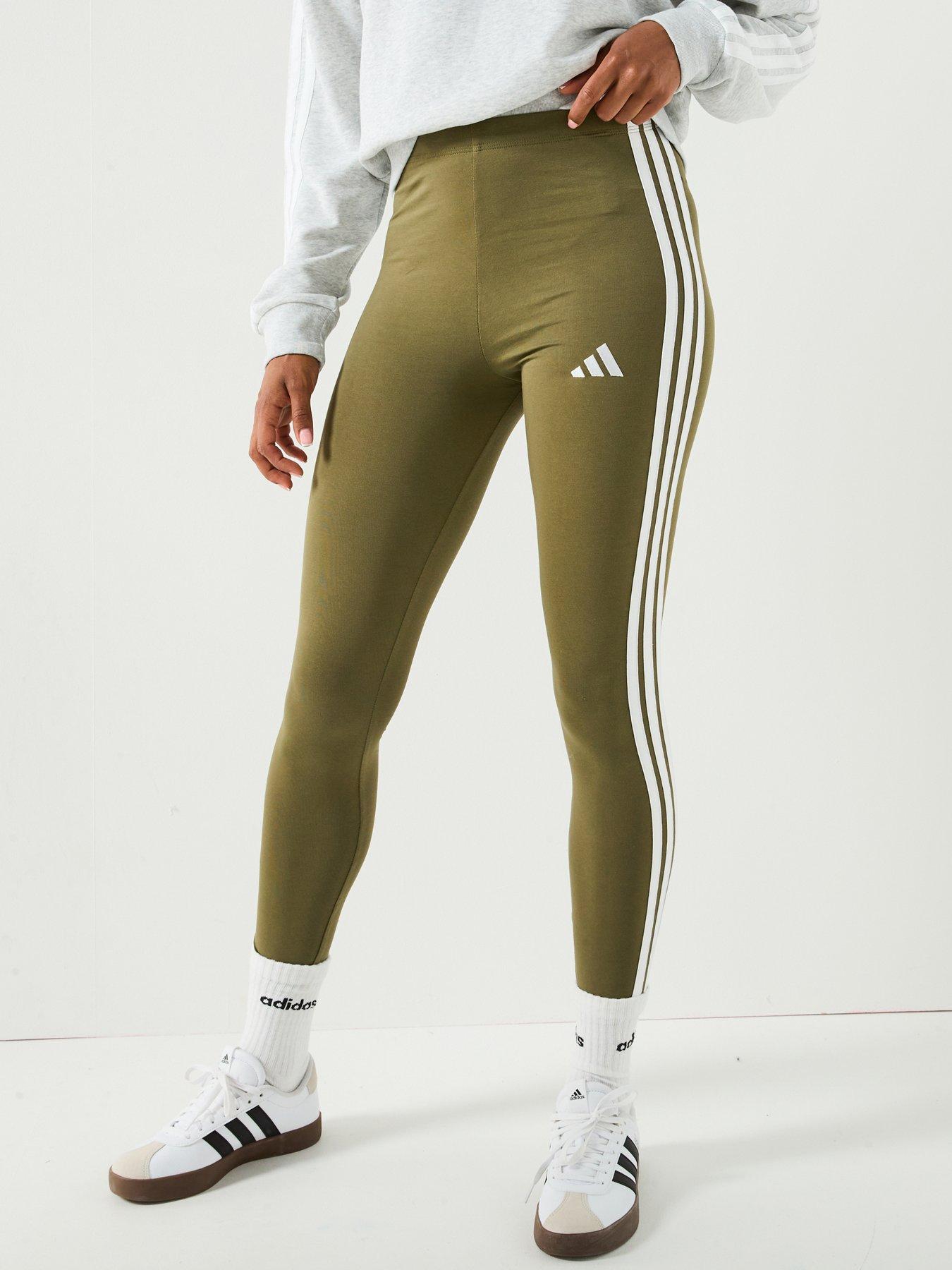 undefined Women's Essentials 3-stripes Cotton Leggings - Green