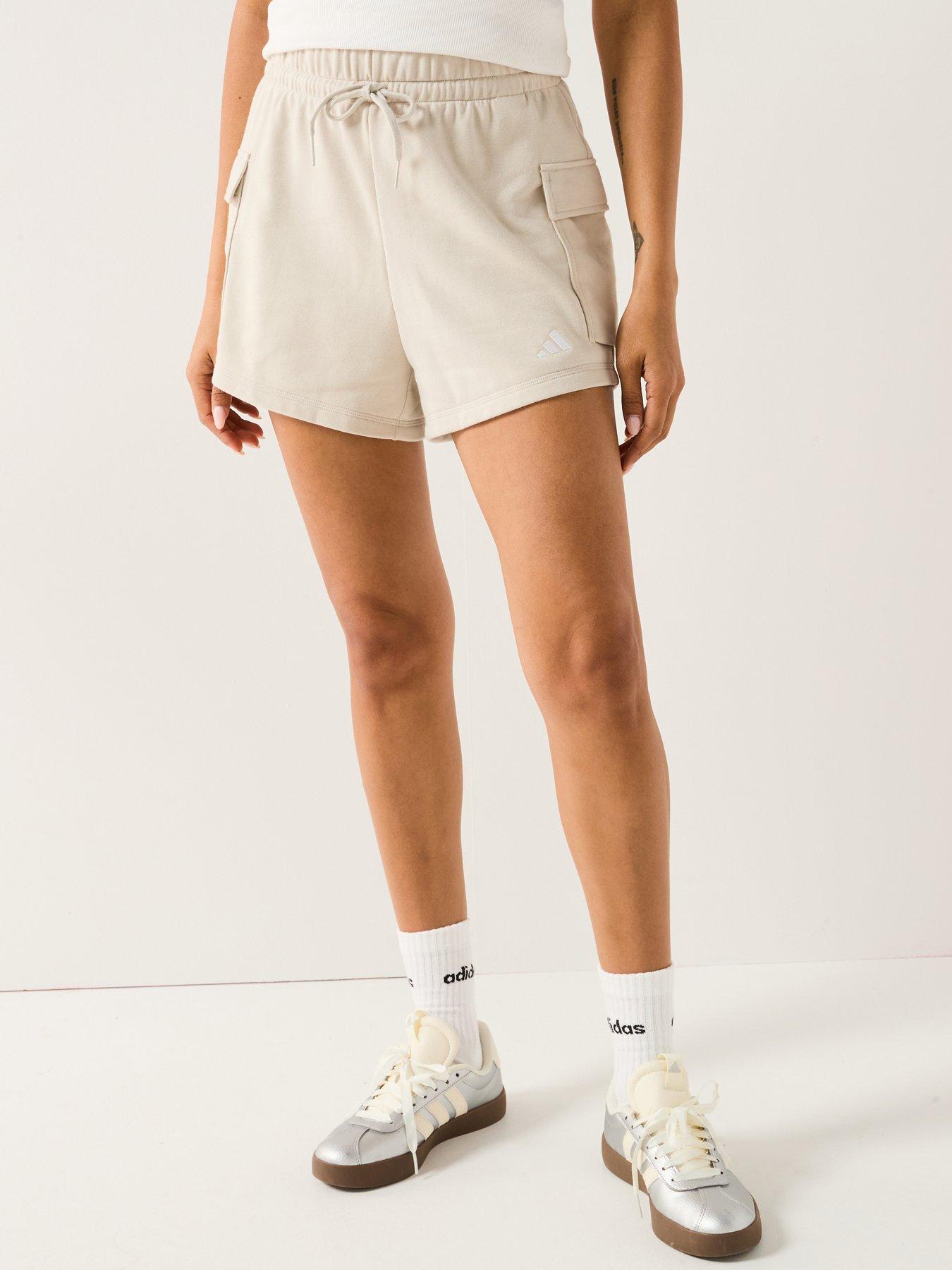 adidas Sportswear Women's Essentials Small Logo Cargo Shorts, Wonder Alumina/White, Size 2Xl, Women