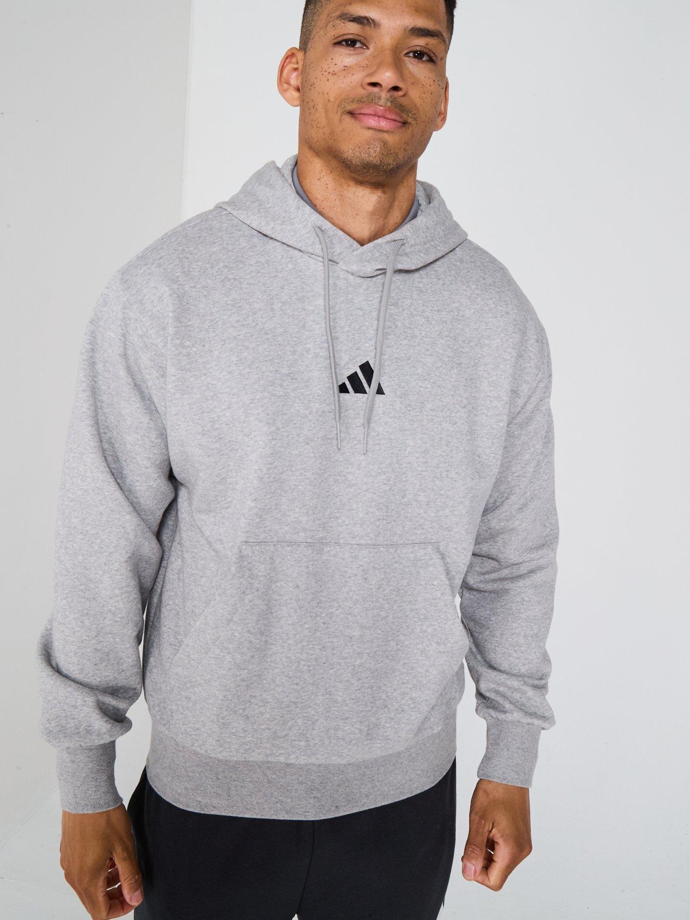 adidas Sportswear Men's Essentials Feel Cozy Fleece Hoodie Grey
