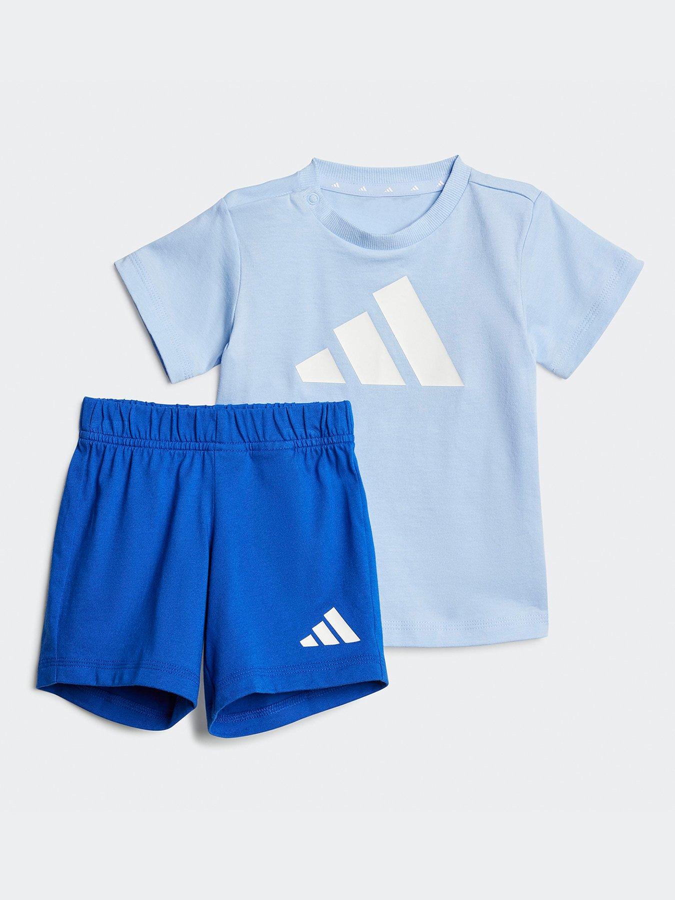 adidas Sportswear Infant Boys Essentials T-Shirt & Shorts Set, Glow Blue/White, Size 0-3 Months
