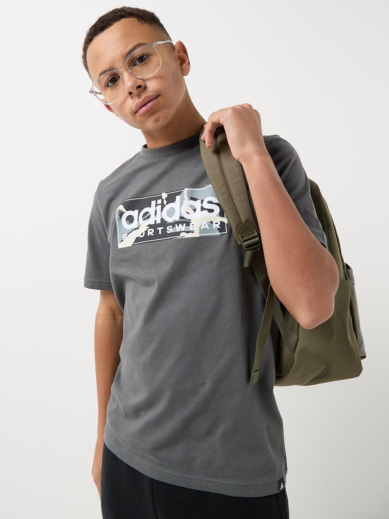 Image 1 of 5 of adidas Sportswear Junior Boys Camo Linear Graphic T-shirt -dark Grey