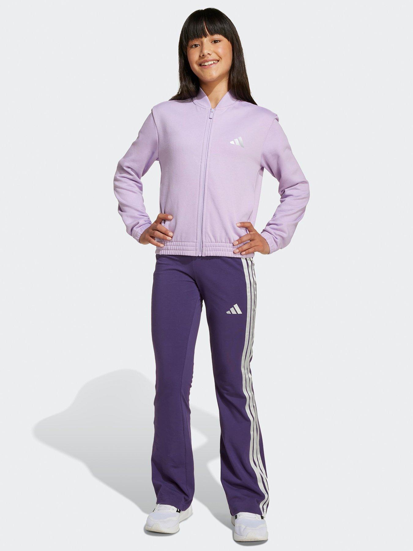 adidas Sportswear Junior Girls Glam Flare Legging And Jumper - Purple