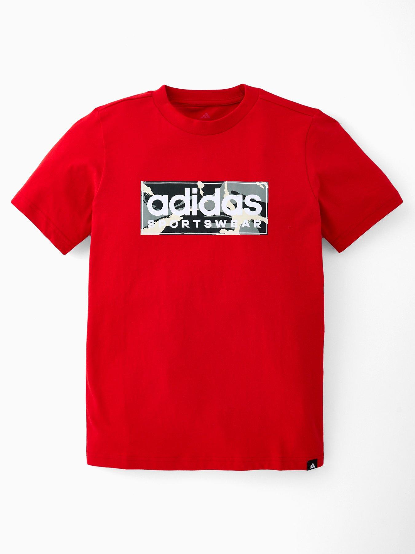 adidas Sportswear Junior Boys Camo Linear Graphic T-shirt -red
