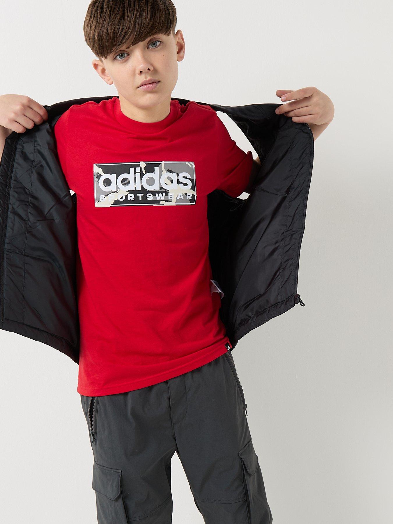 Image 4 of 5 of adidas Sportswear Junior Boys Camo Linear Graphic T-shirt -red
