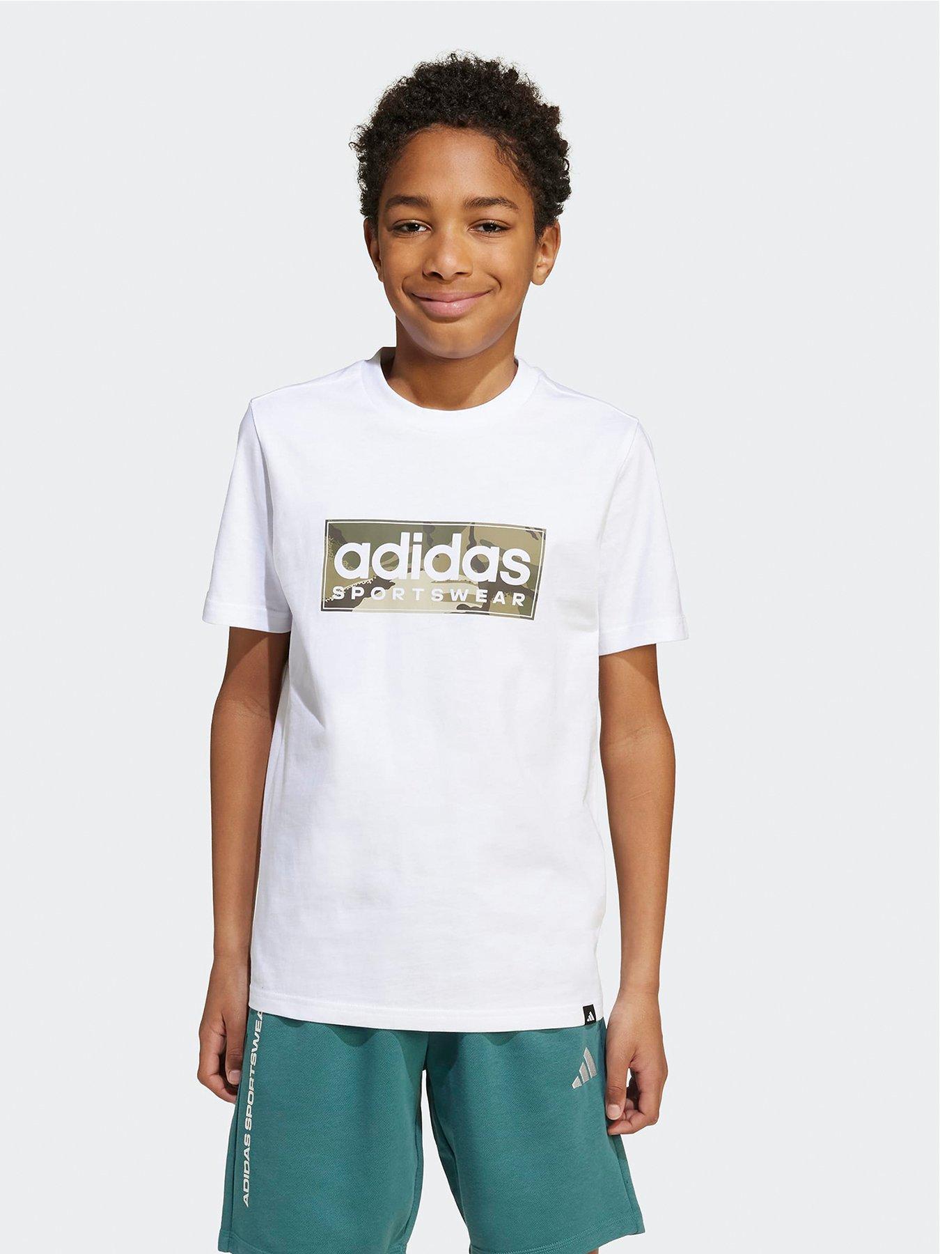 adidas Sportswear Junior Boys Camo Linear Graphic T-shirt -white