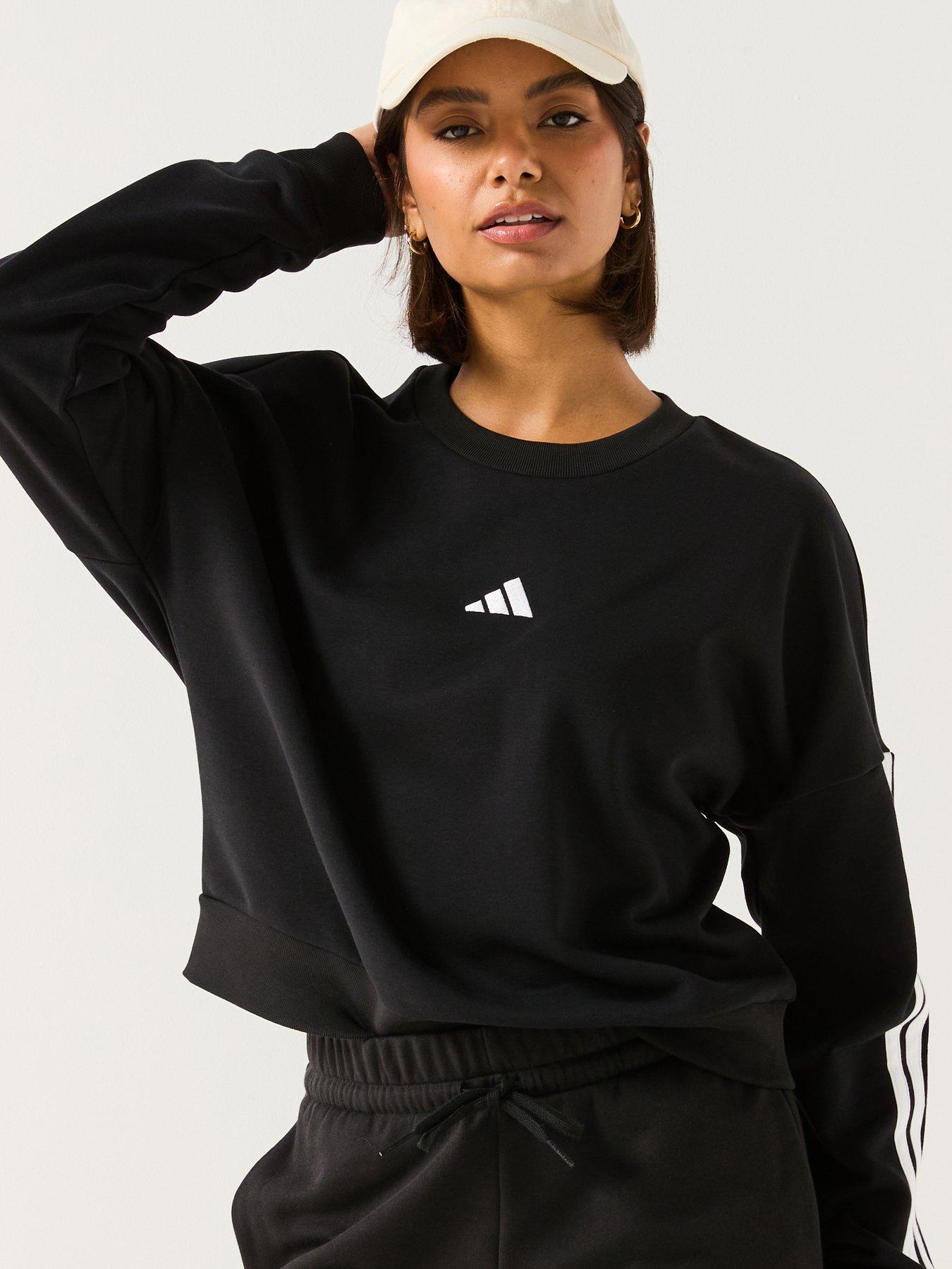 undefined Women's Essentials 3-stripes French Terry Sweatshirt - Black