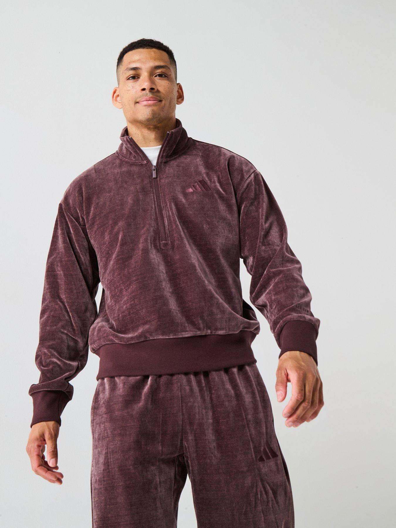 Image 1 of 6 of adidas Sportswear Men's All Szn Luxe Half-Zip - Brown