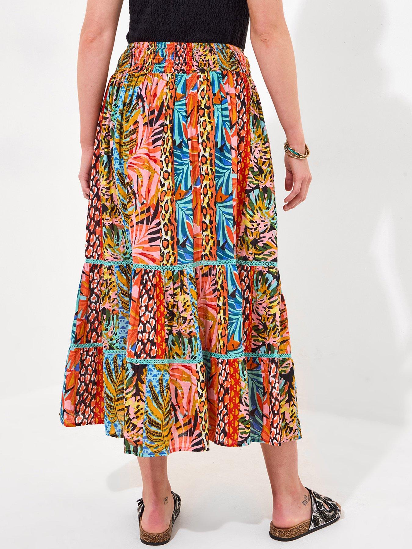 Image 3 of 5 of Joe Browns Tropical Paradise Tiered Maxi Skirt - Orange