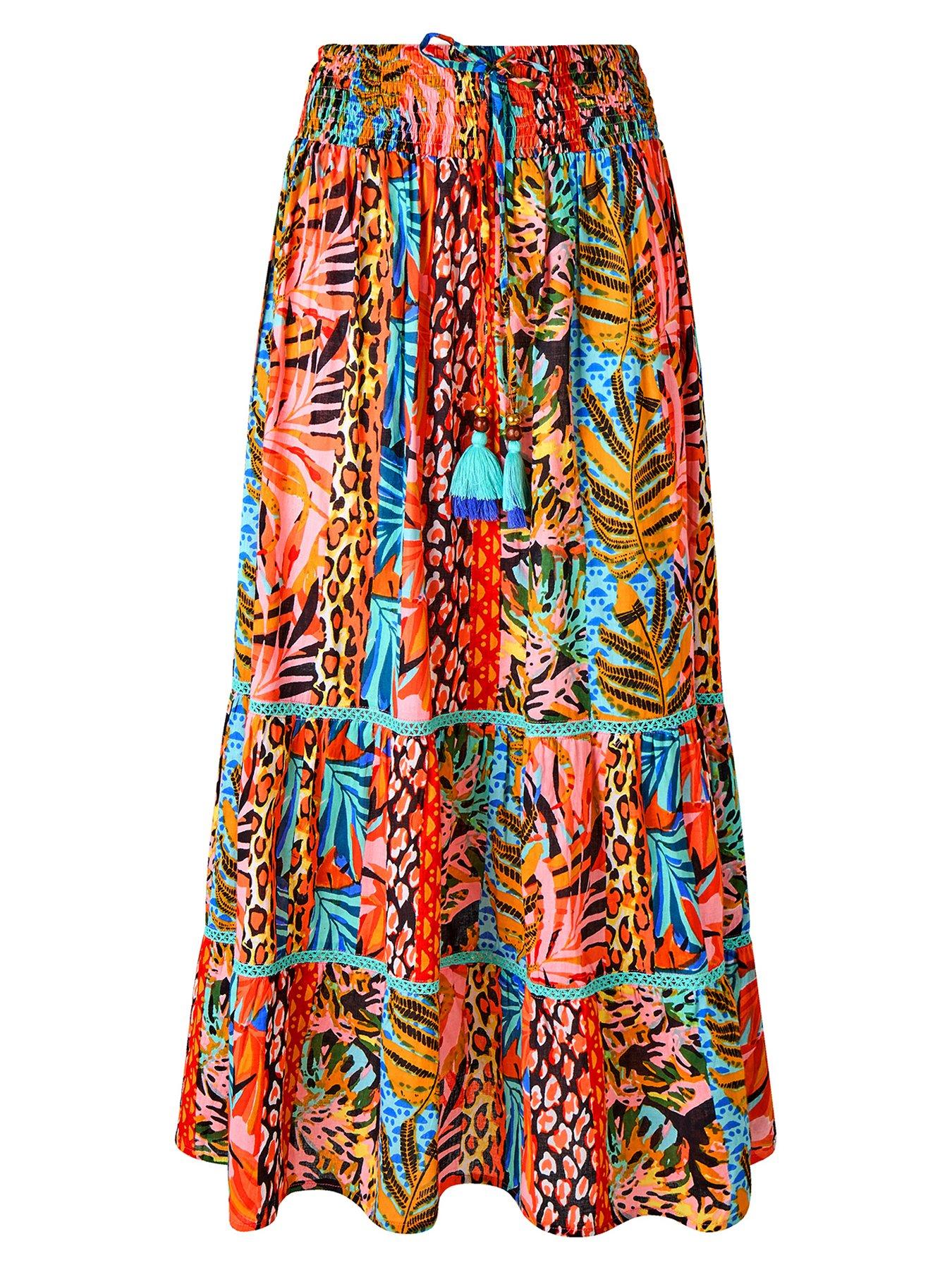 Image 5 of 5 of Joe Browns Tropical Paradise Tiered Maxi Skirt - Orange