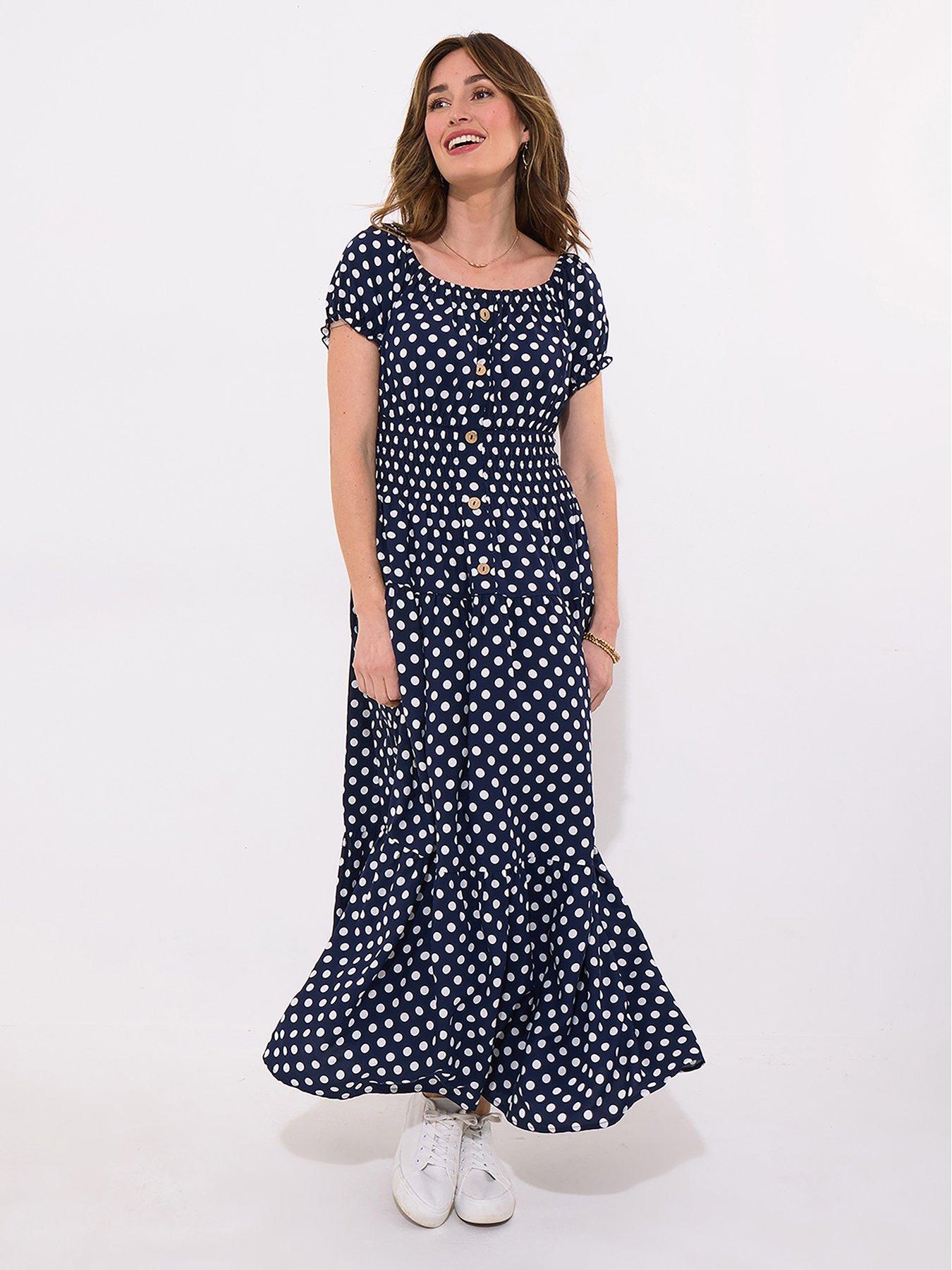 undefined Petite Perfectly Polka Dot Maxi Dress - Navy
